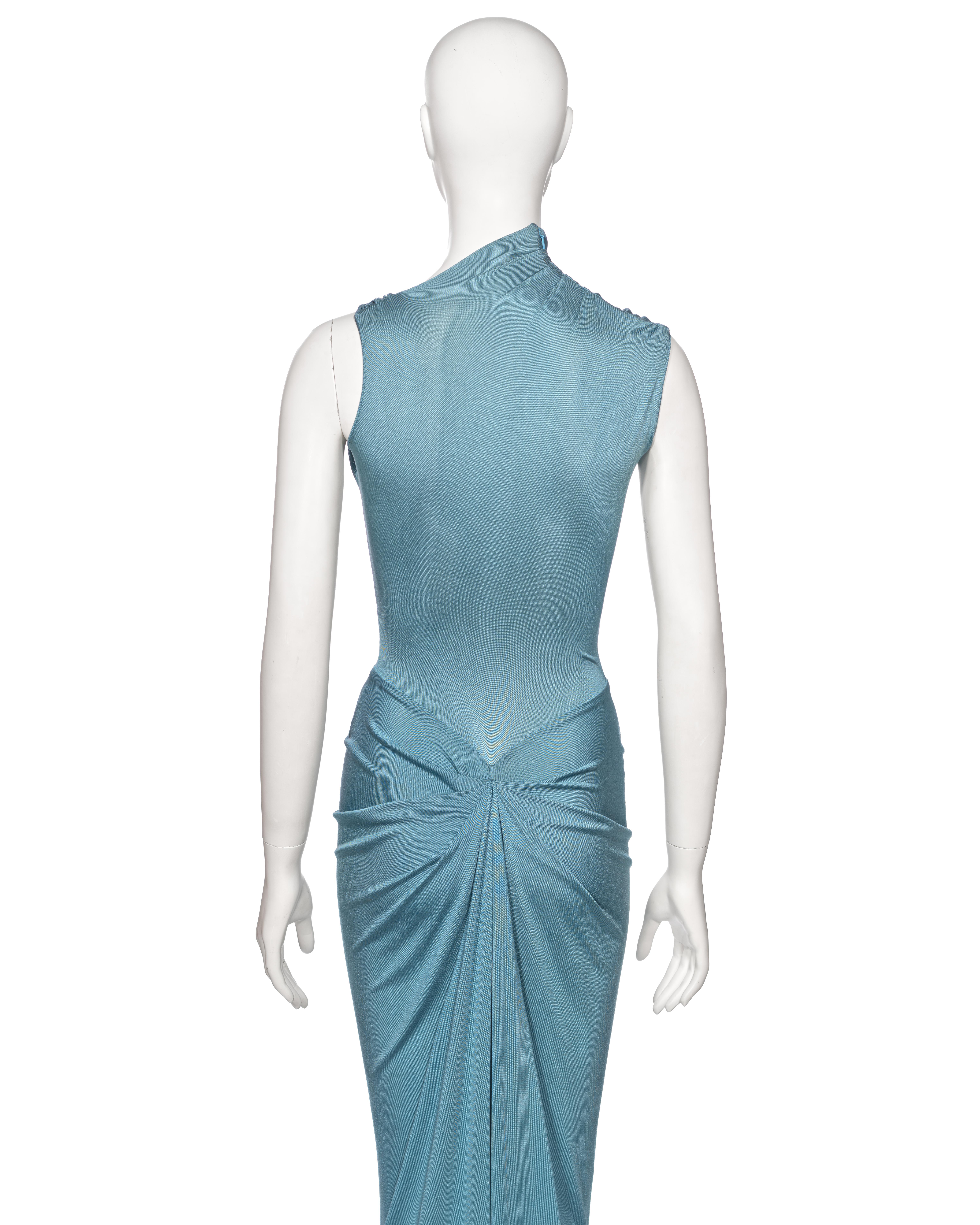 Christian Dior by John Galliano Powder Blue Silk Jersey Evening Dress, ss 2000 For Sale 5