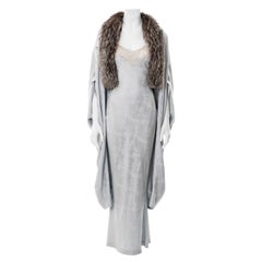 Christian Dior by John Galliano powder blue slip dress and cocoon coat, fw 1998