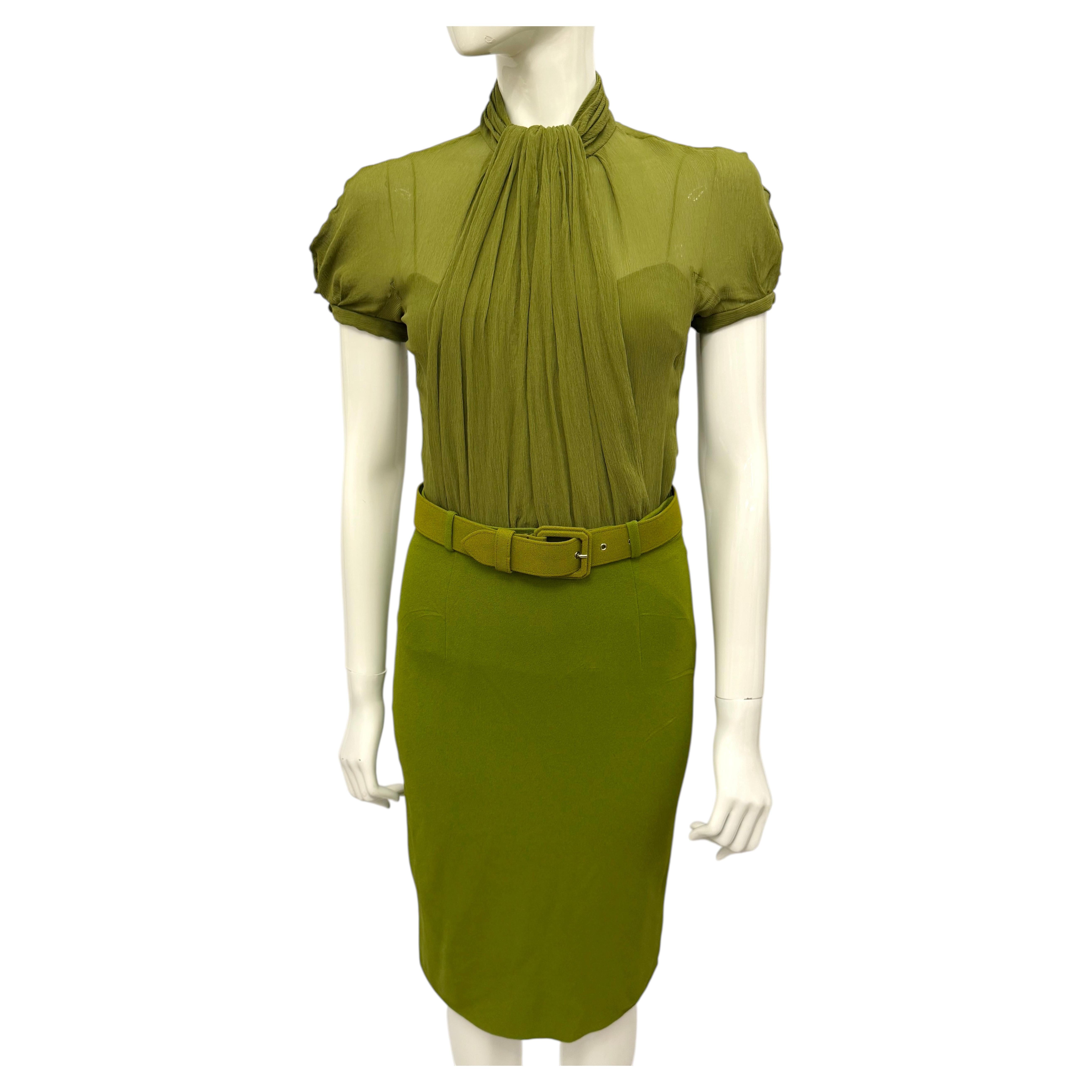 Christian Dior by John Galliano Pre Fall 2009 collection green silk dress