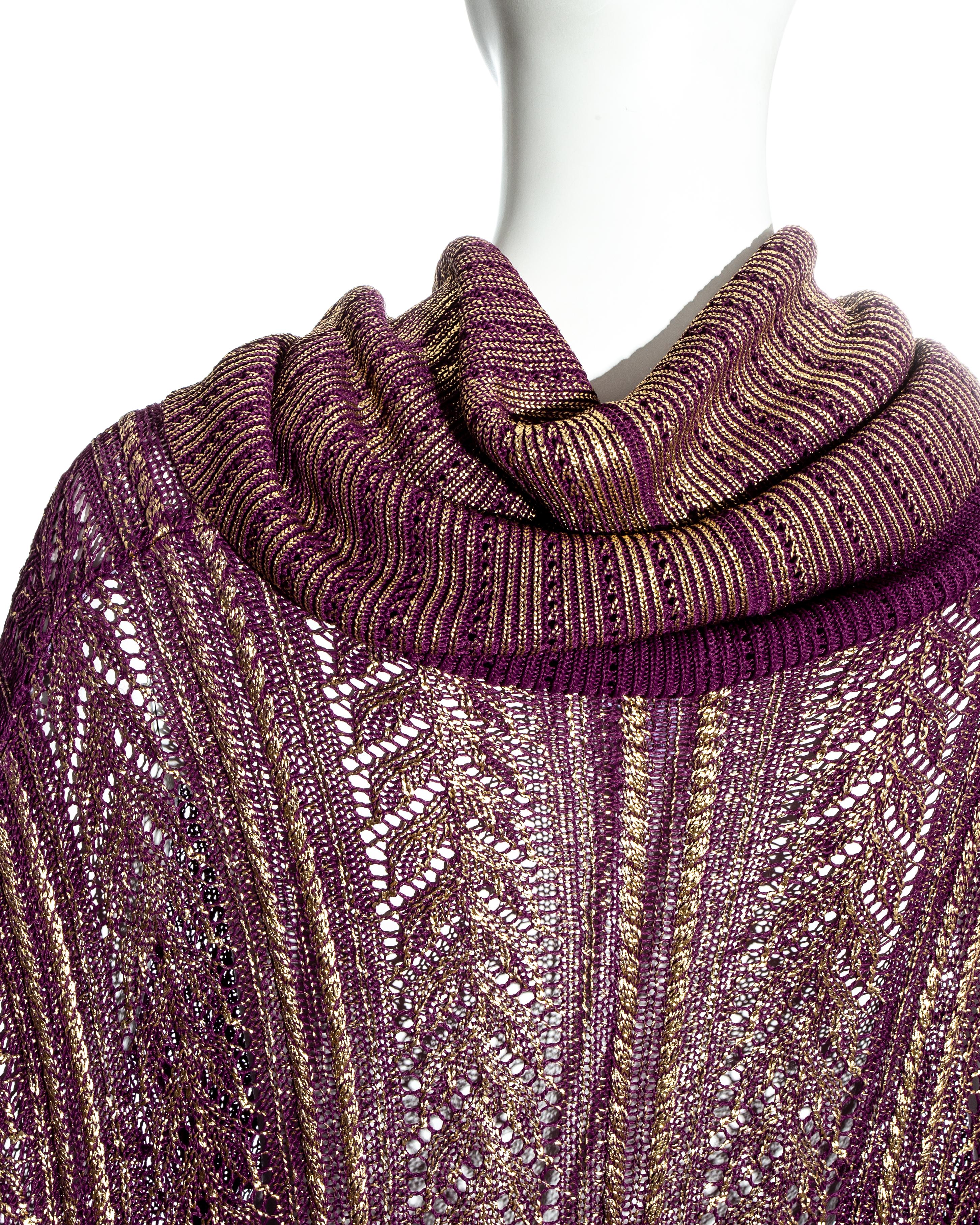 Christian Dior by John Galliano purple and gold knitted sweater dress, fw 1999 In Excellent Condition For Sale In London, GB