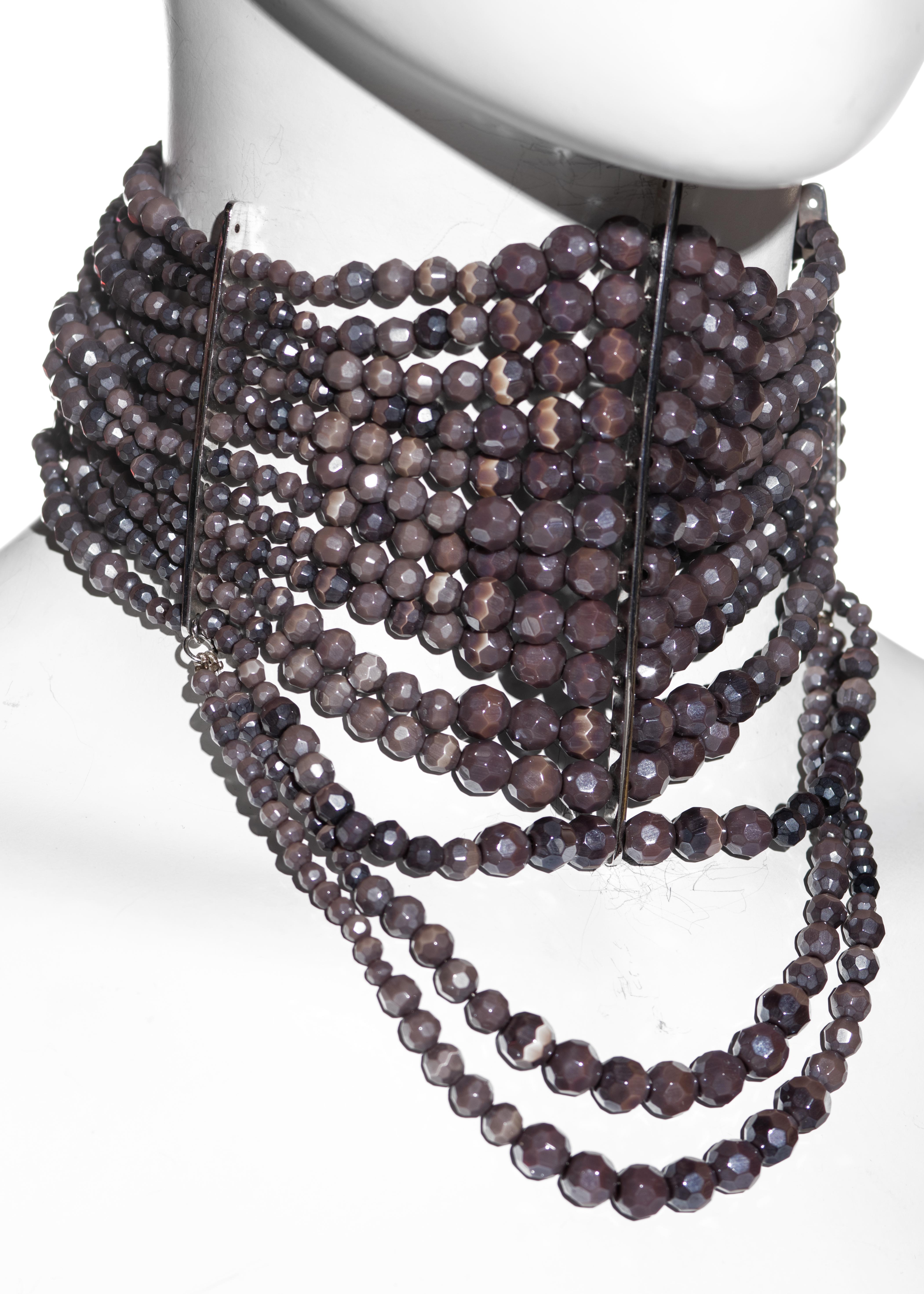 Christian Dior by John Galliano purple bead masai choker necklace, ss 1998 In Good Condition In London, GB