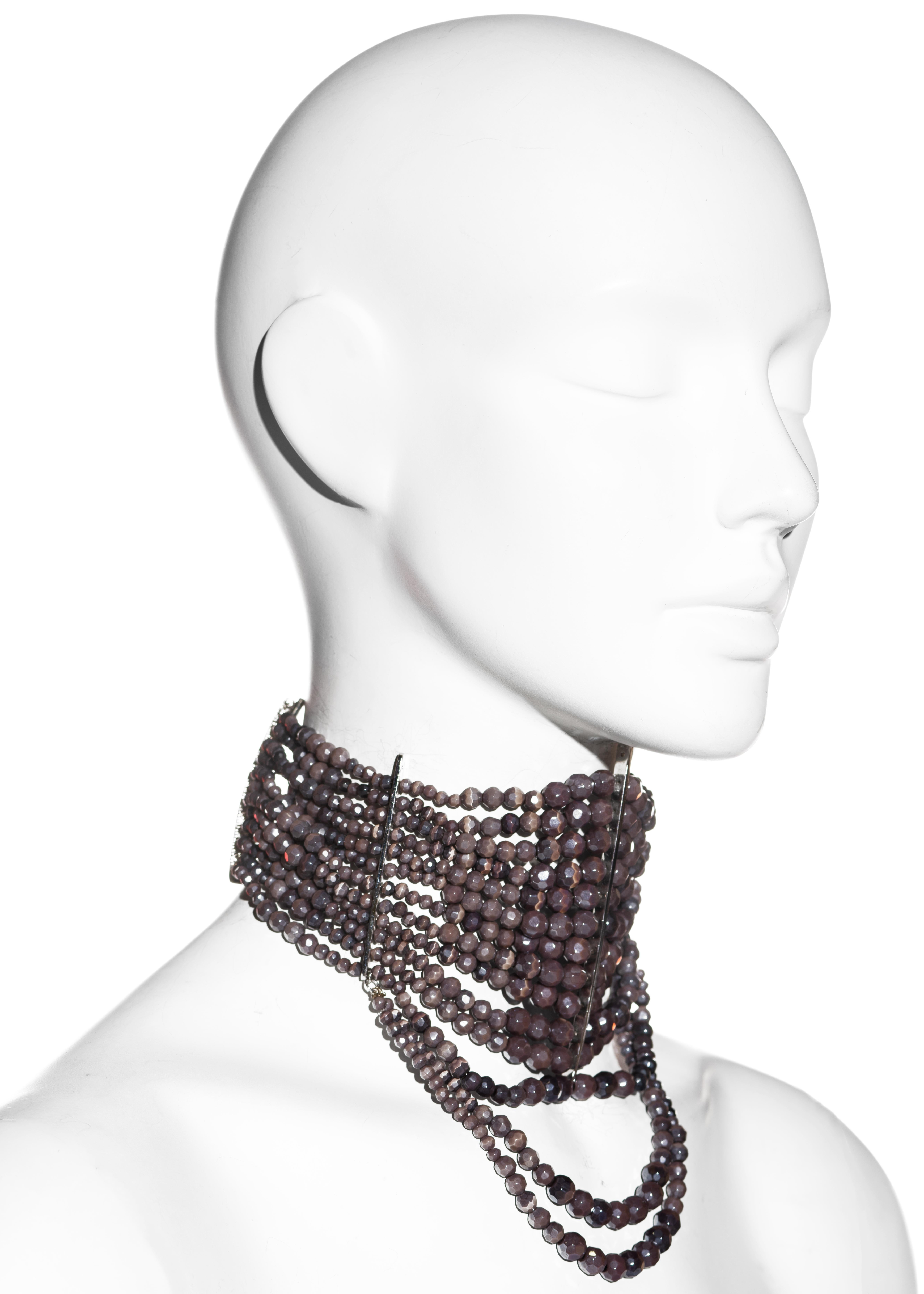 Women's Christian Dior by John Galliano purple bead masai choker necklace, ss 1998