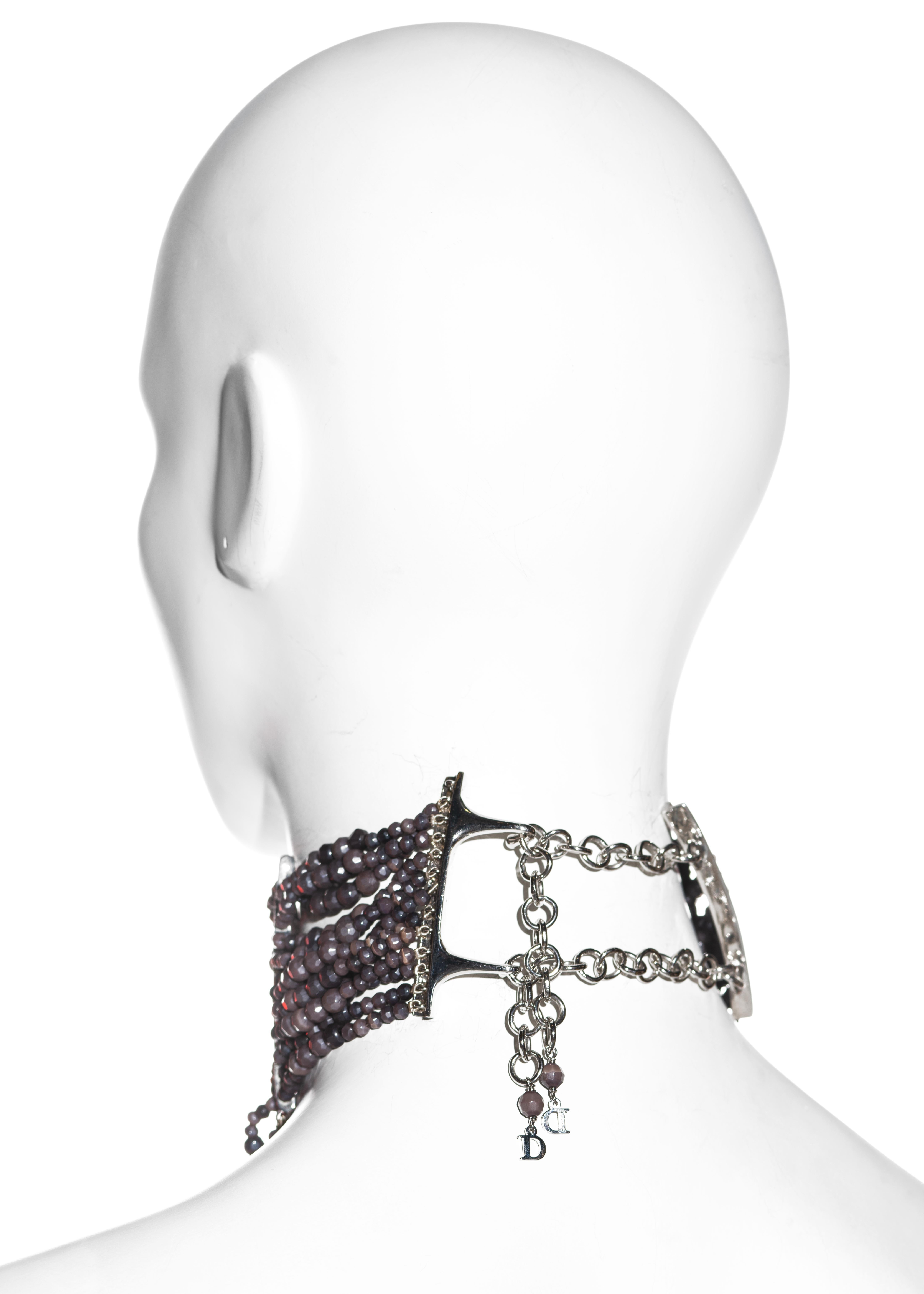 Christian Dior by John Galliano purple bead masai choker necklace, ss 1998 1