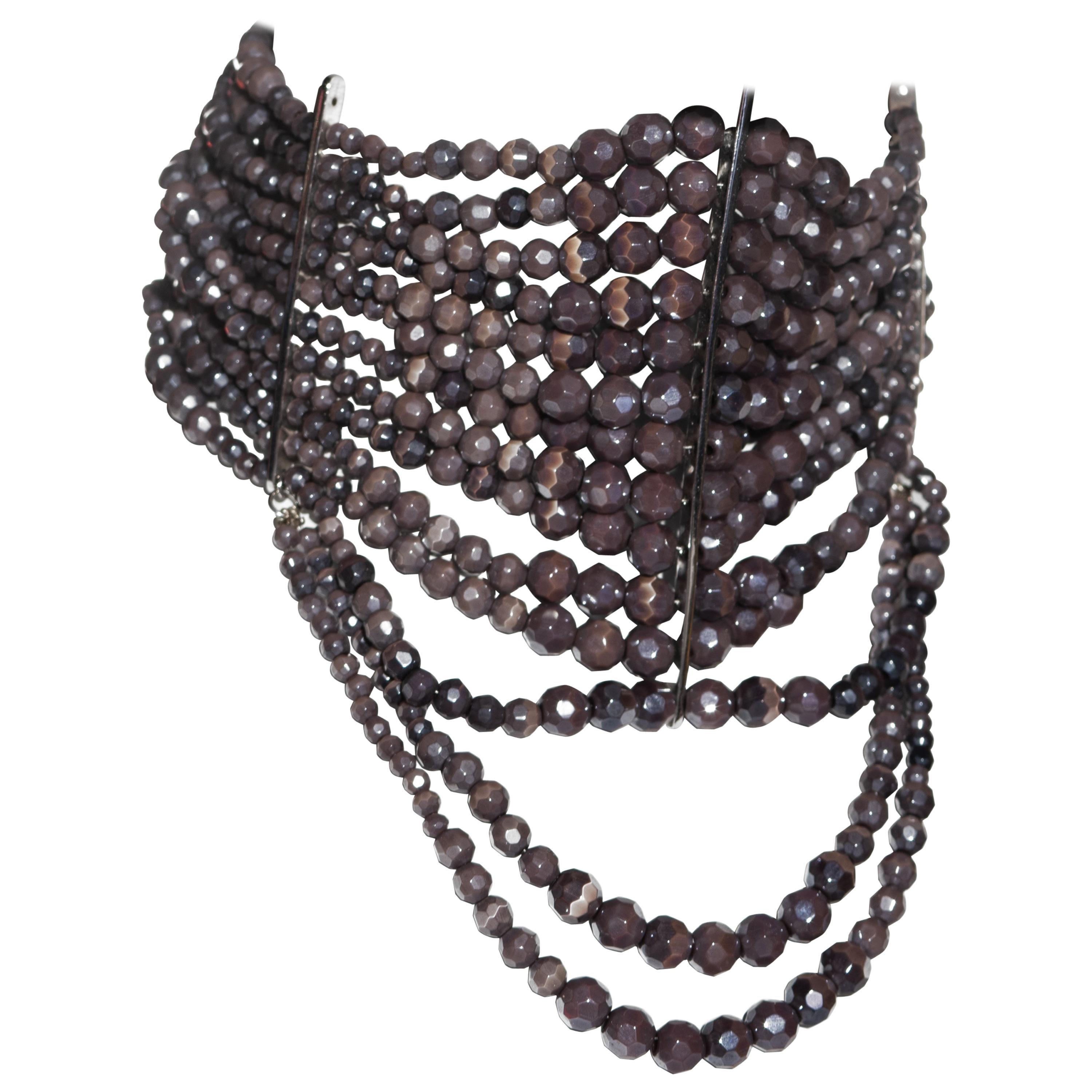 Christian Dior by John Galliano purple bead masai choker necklace, ss 1998