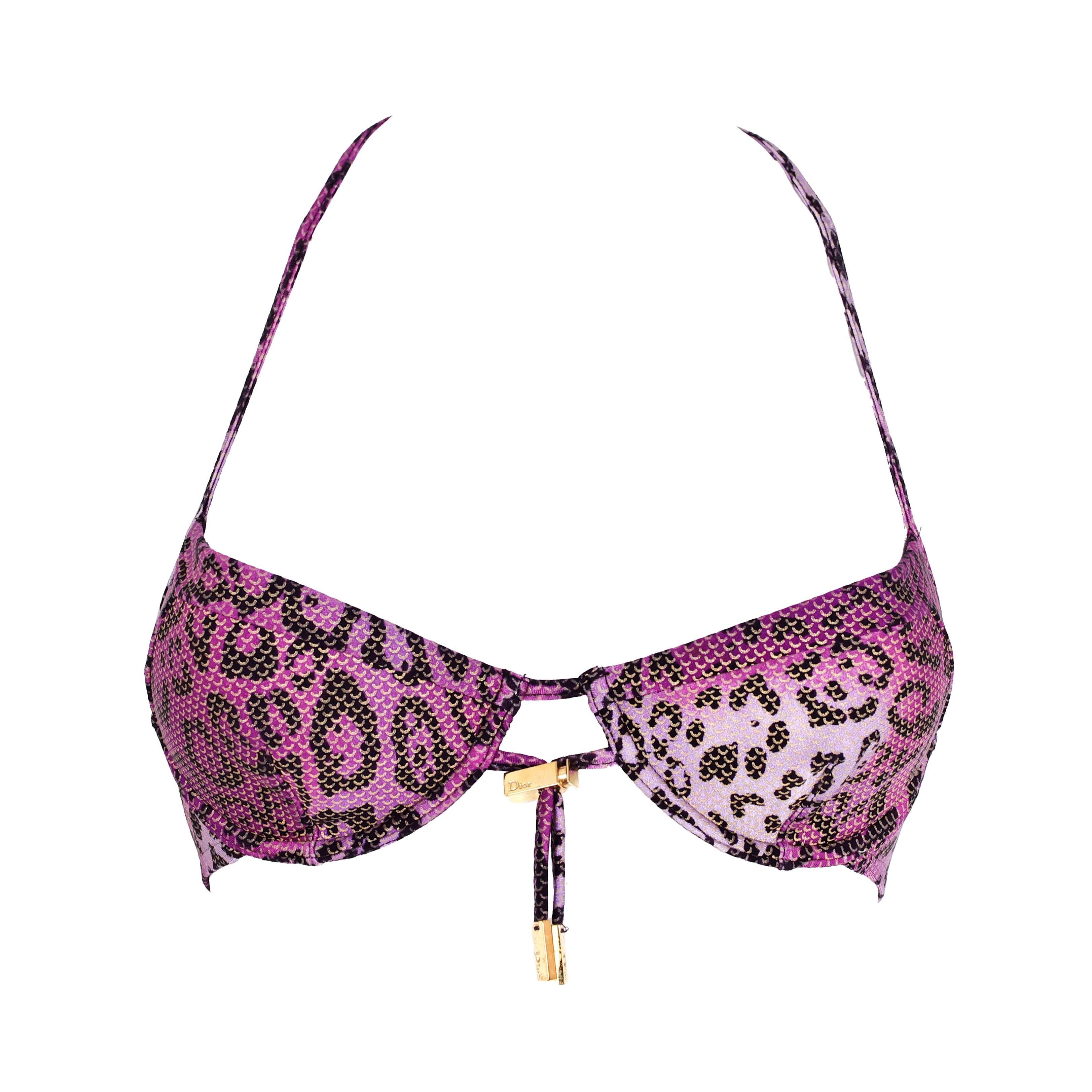 Christian Dior by John Galliano 2004 Purple Cheetah Binikini In Excellent Condition For Sale In Bressanone, Trentino-Alto Adige