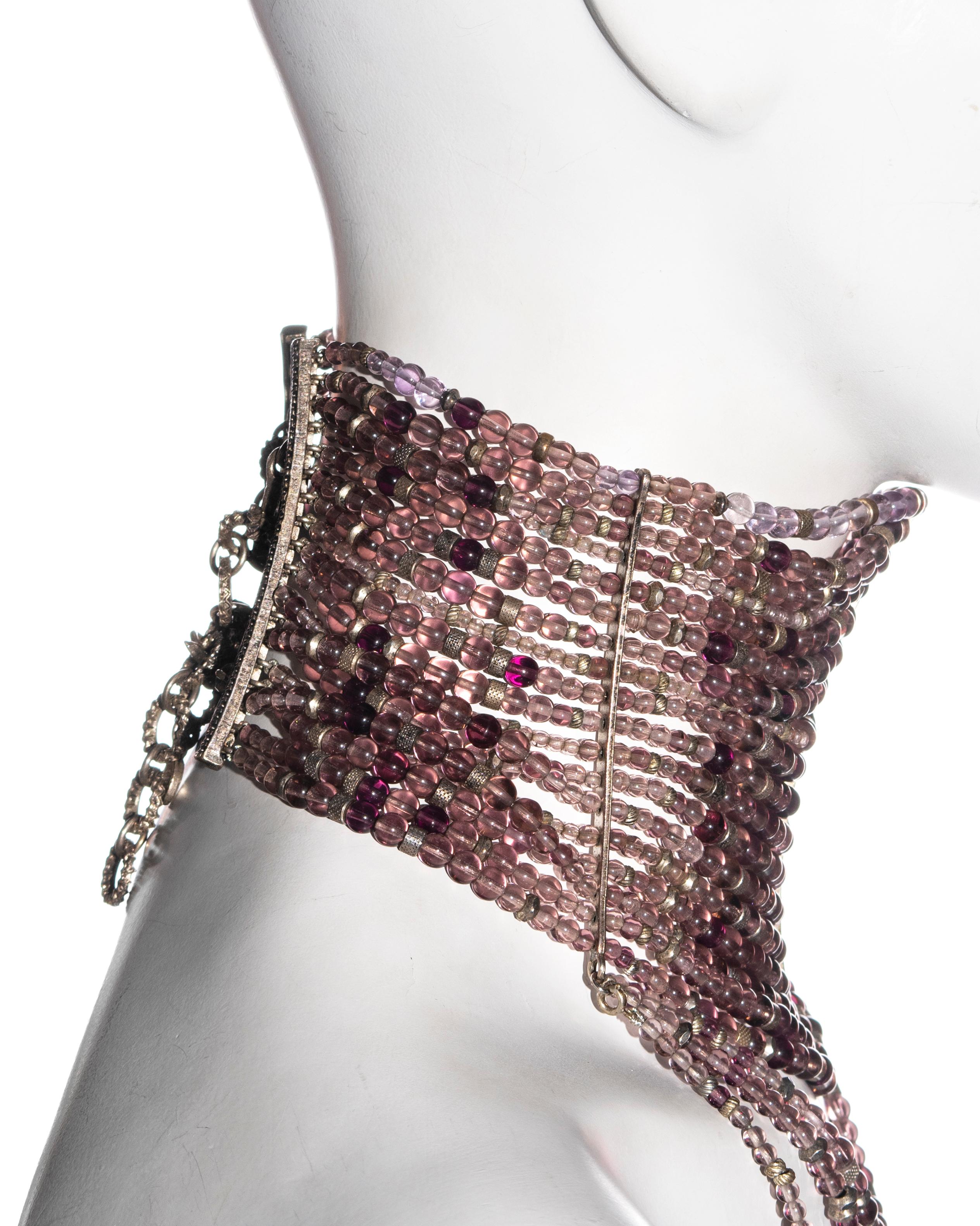 Christian Dior by John Galliano purple glass bead choker necklace, ss 1998 6
