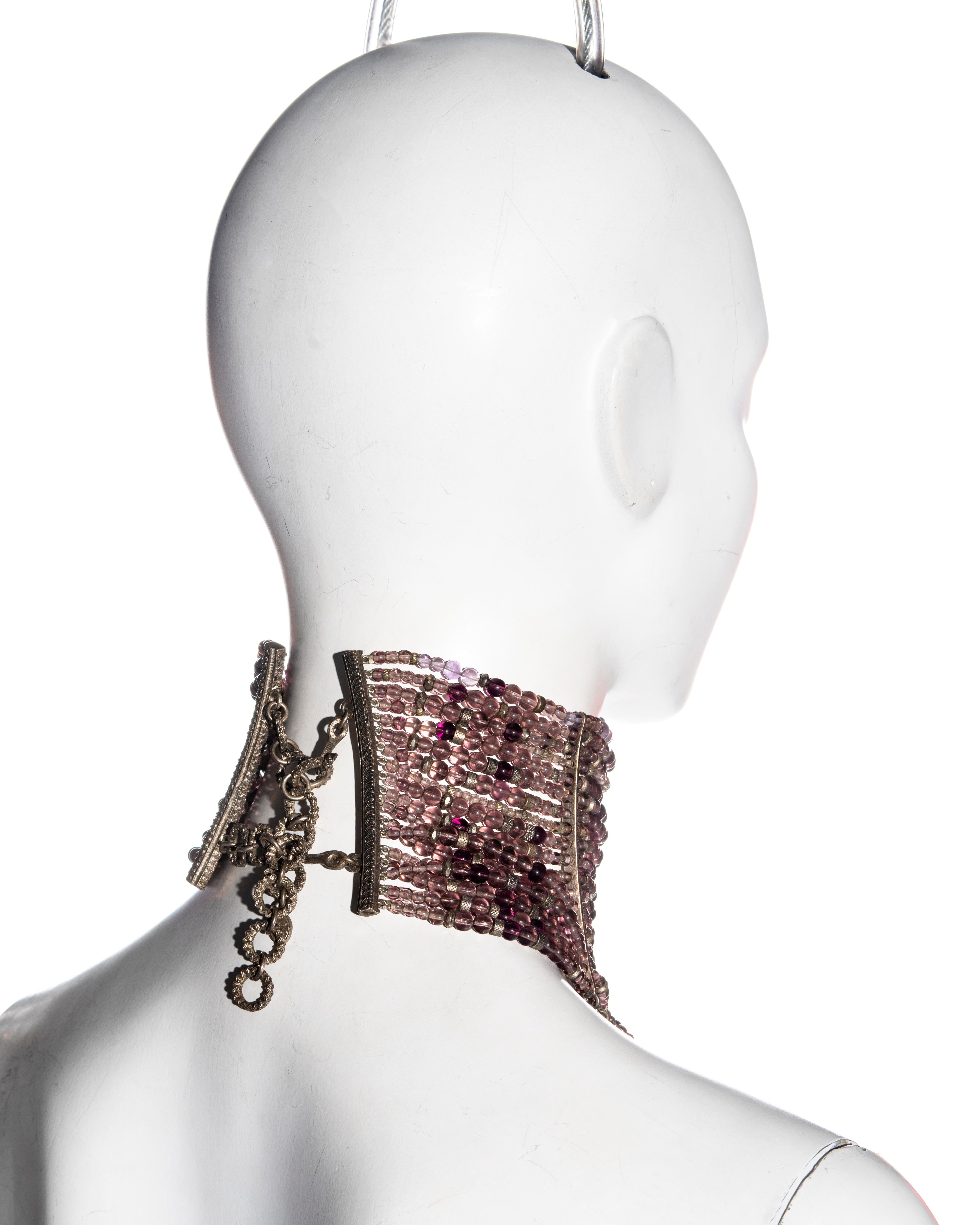 Christian Dior by John Galliano purple glass bead choker necklace, ss 1998 7
