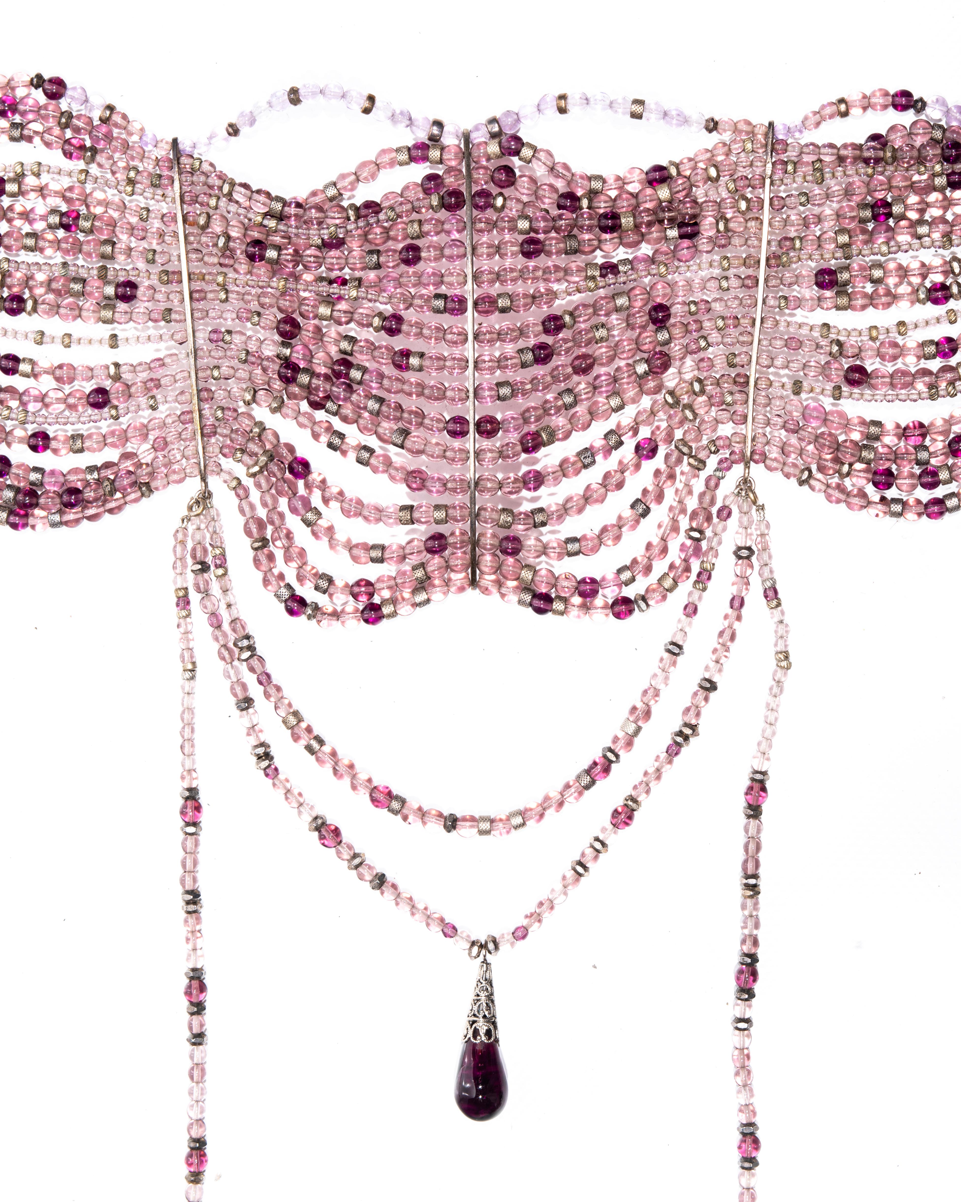 Christian Dior by John Galliano purple glass bead choker necklace, ss 1998 1