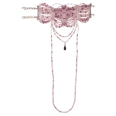 Used Christian Dior by John Galliano purple glass bead choker necklace, ss 1998