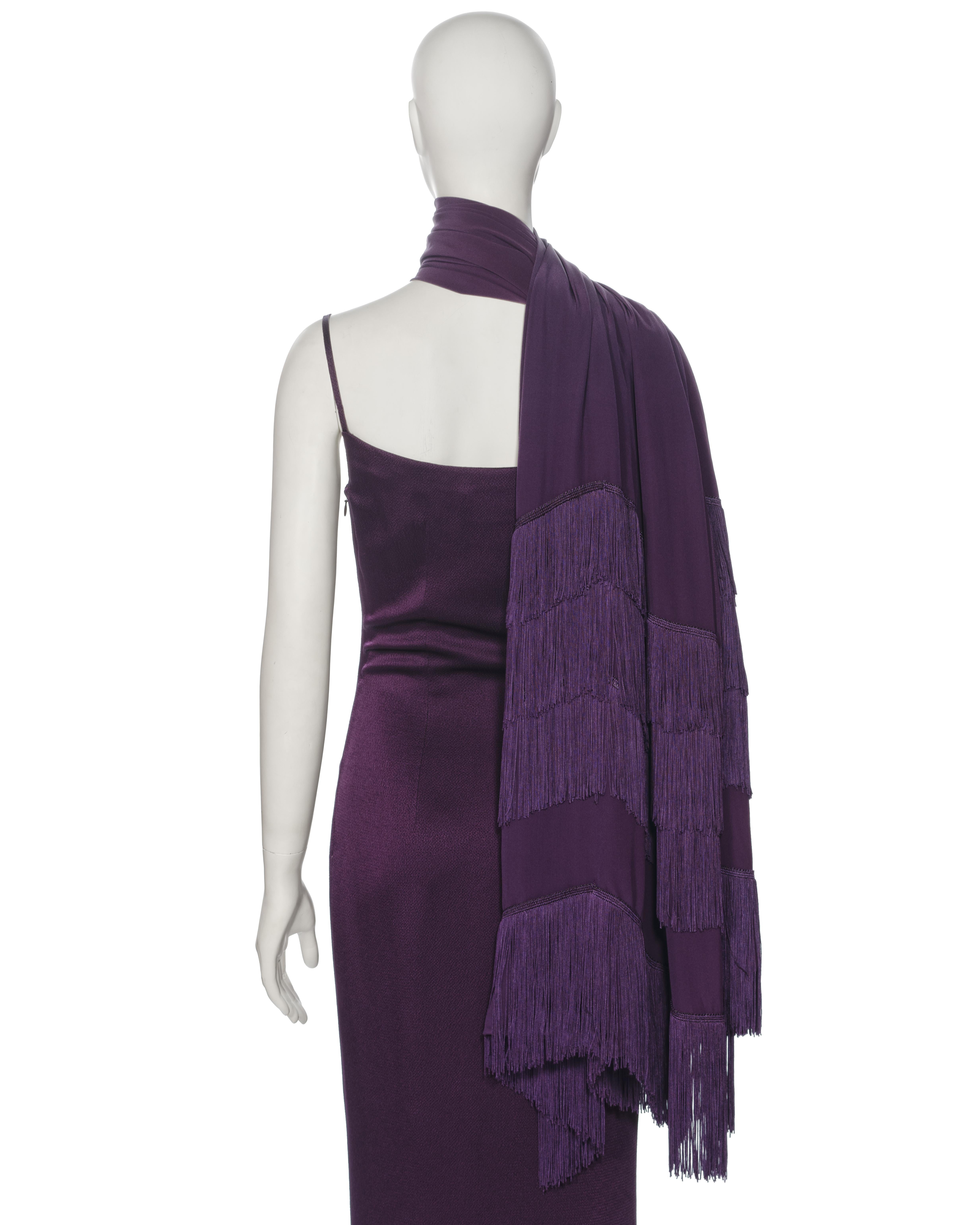 Robe de soirée et châle en satin violet Christian Dior par John Galliano, P/E 1998 en vente 6
