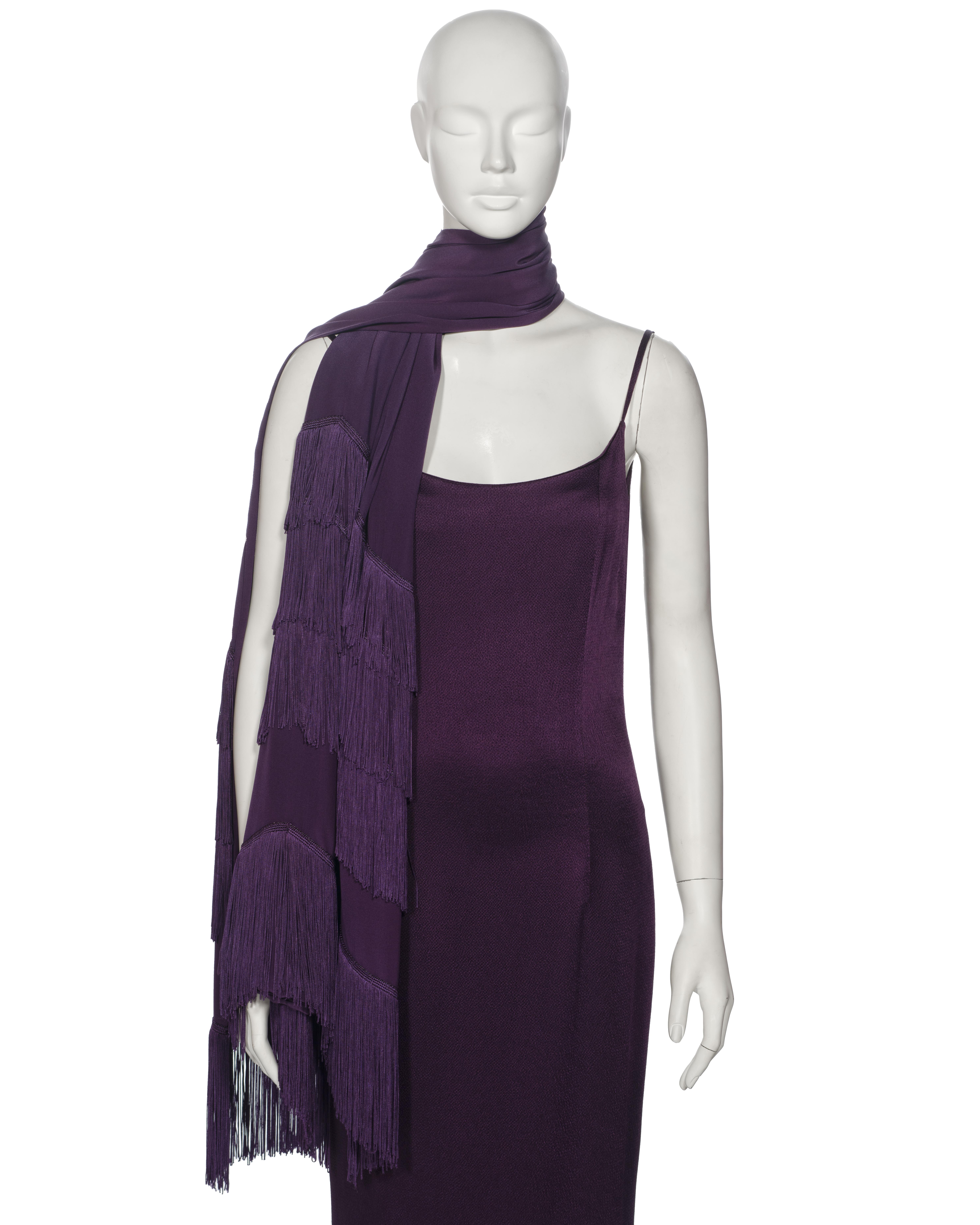 Christian Dior by John Galliano Purple Satin Evening Dress and Shawl, ss 1998 In Excellent Condition For Sale In London, GB