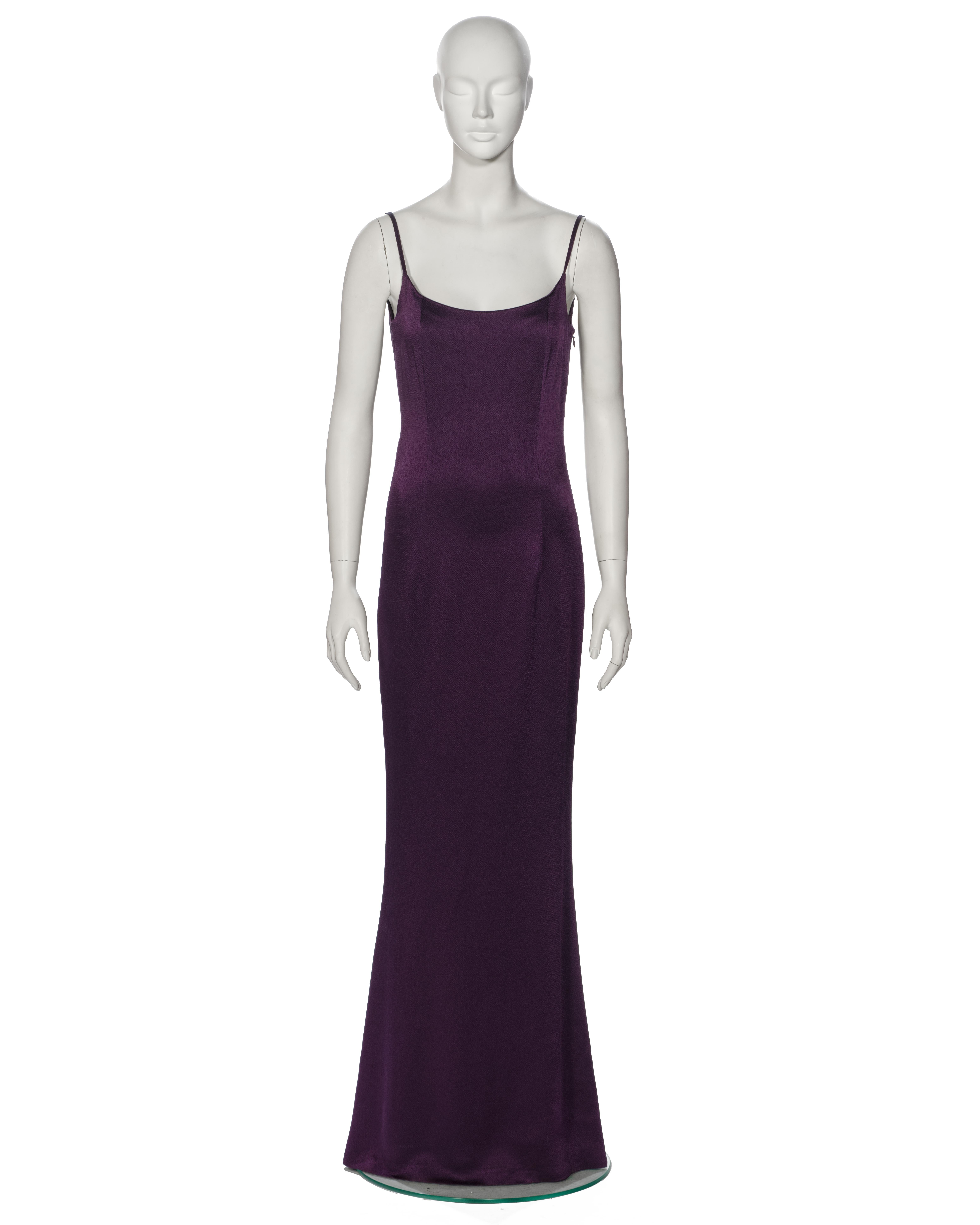 Women's Christian Dior by John Galliano Purple Satin Evening Dress and Shawl, ss 1998 For Sale