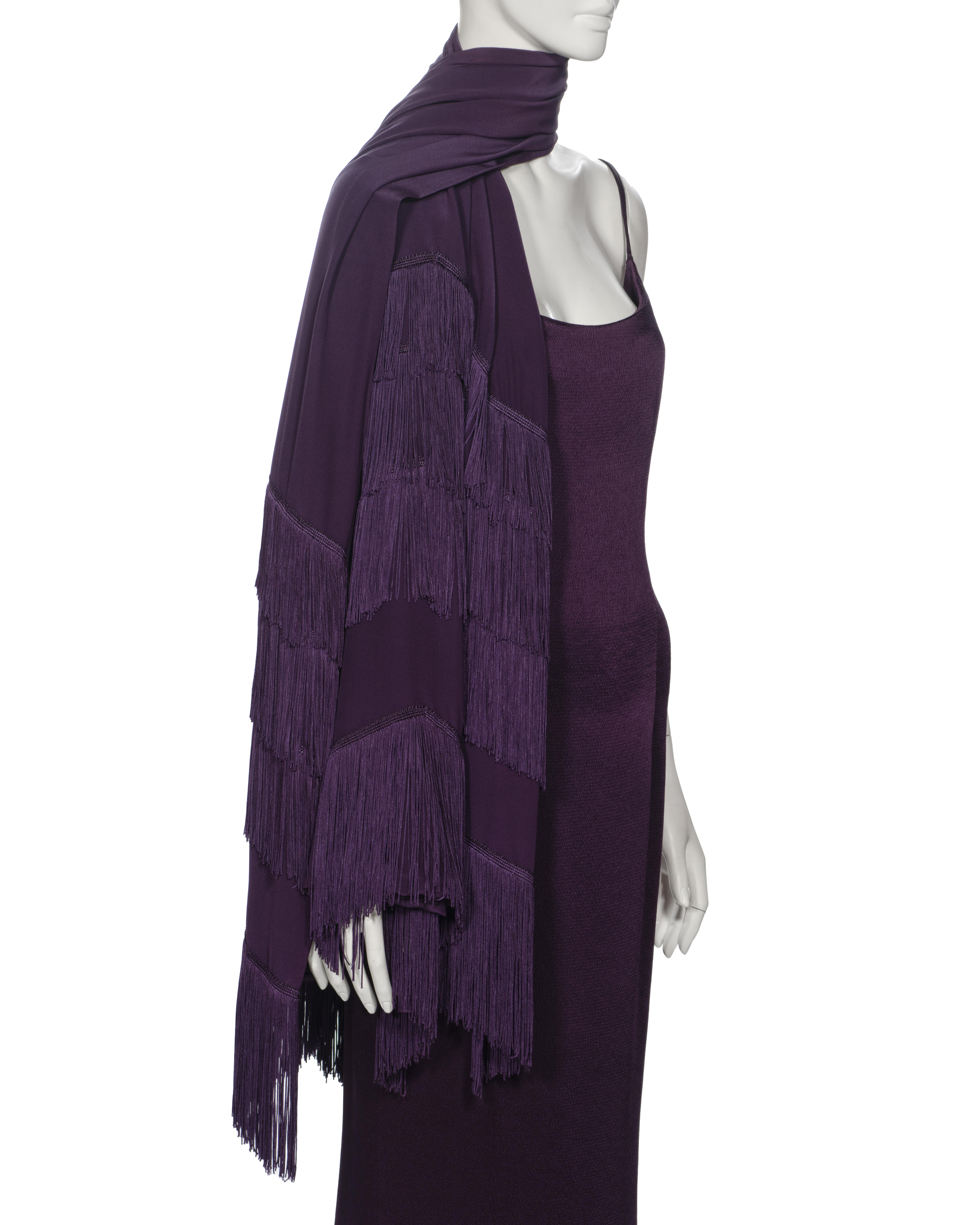 Christian Dior by John Galliano Purple Satin Evening Dress and Shawl, ss 1998 For Sale 2