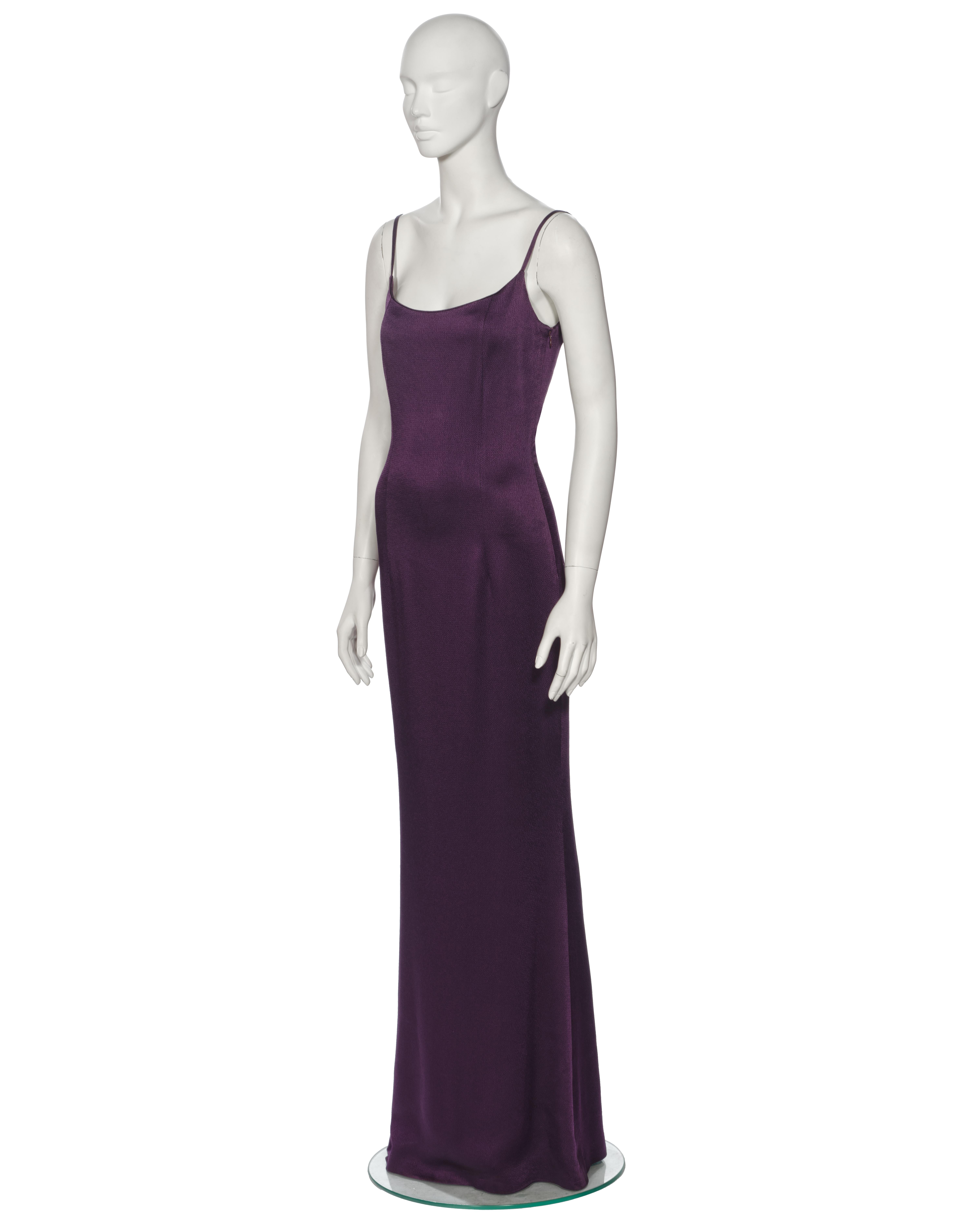 Christian Dior by John Galliano Purple Satin Evening Dress and Shawl, ss 1998 For Sale 3