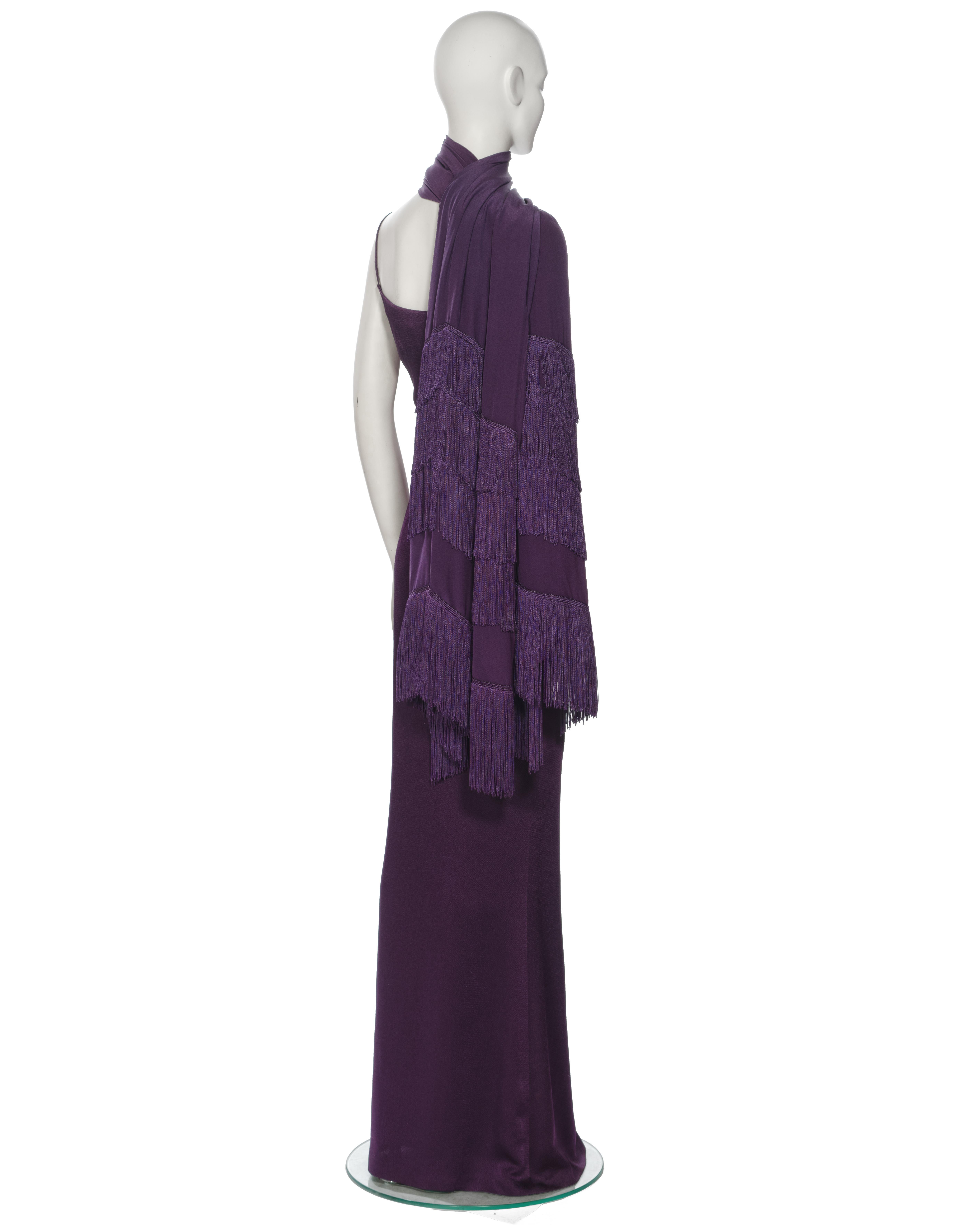 Robe de soirée et châle en satin violet Christian Dior par John Galliano, P/E 1998 en vente 4
