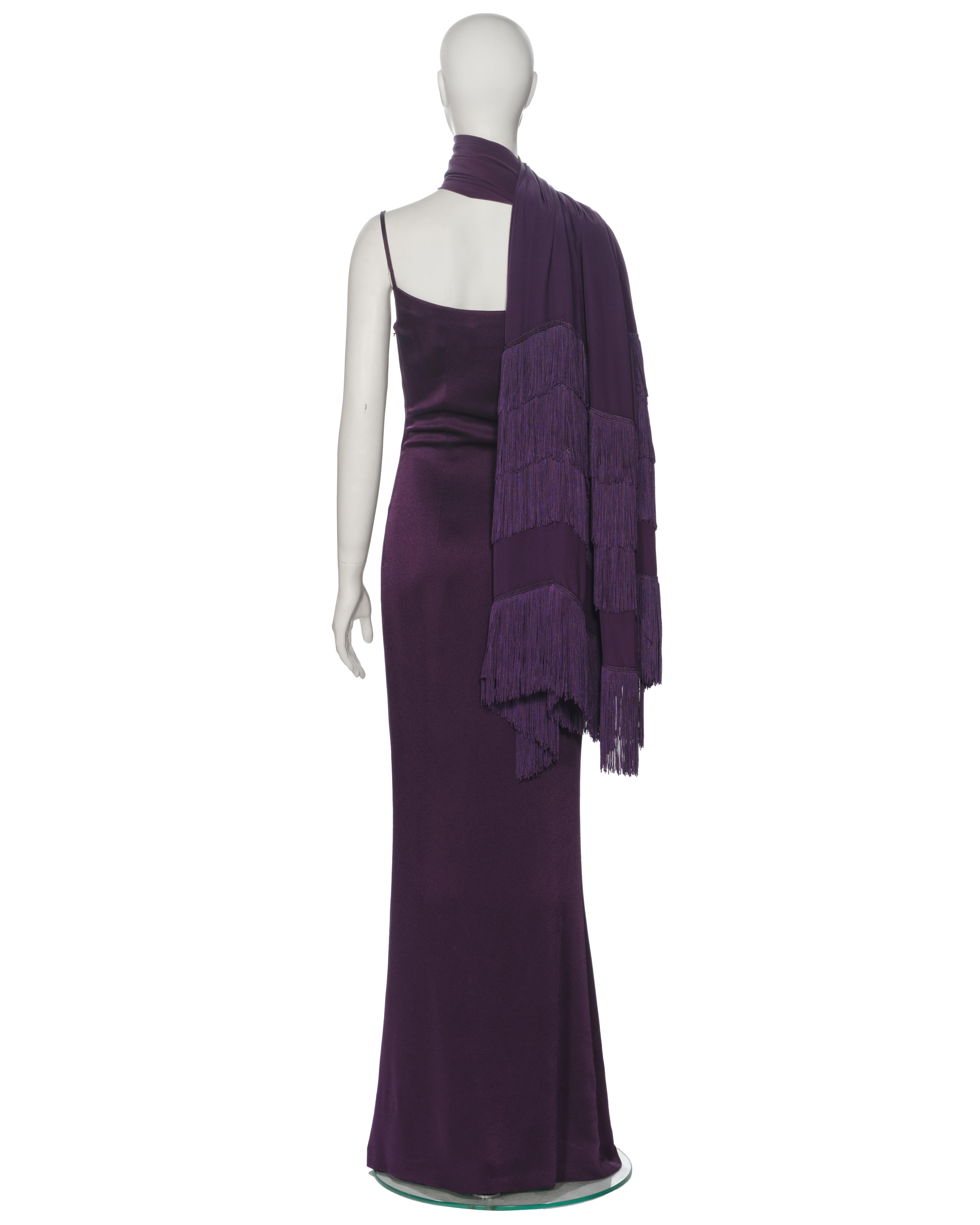 Robe de soirée et châle en satin violet Christian Dior par John Galliano, P/E 1998 en vente 5