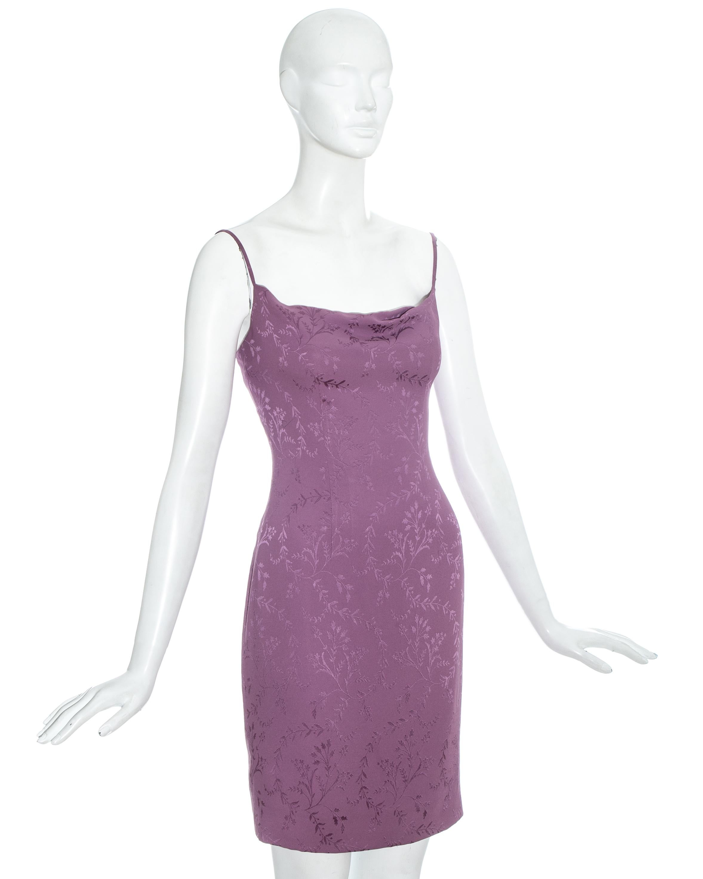 dior purple silk brocade slip dress