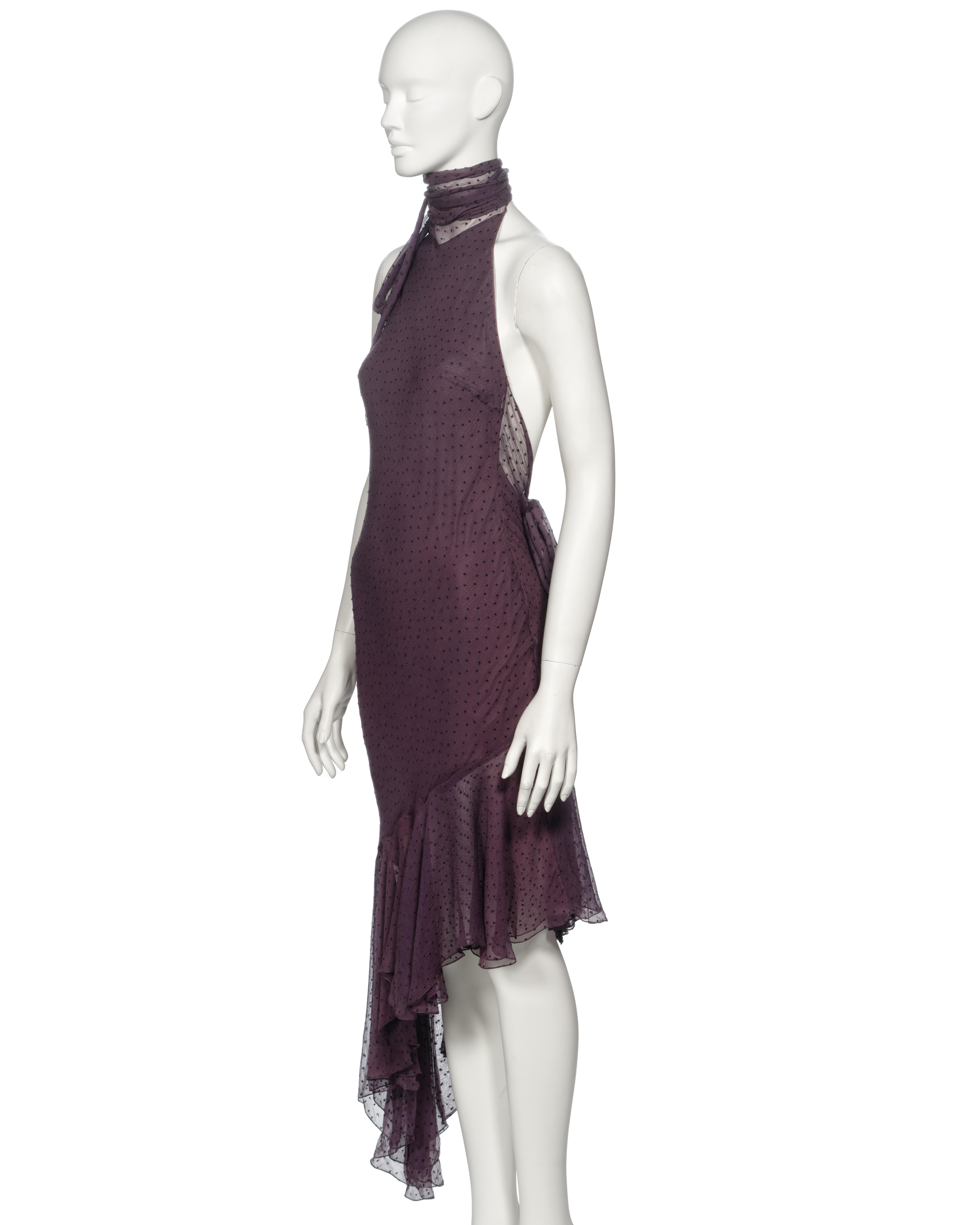 Christian Dior by John Galliano Purple Silk Jacquard Cocktail Dress, fw 2000 7