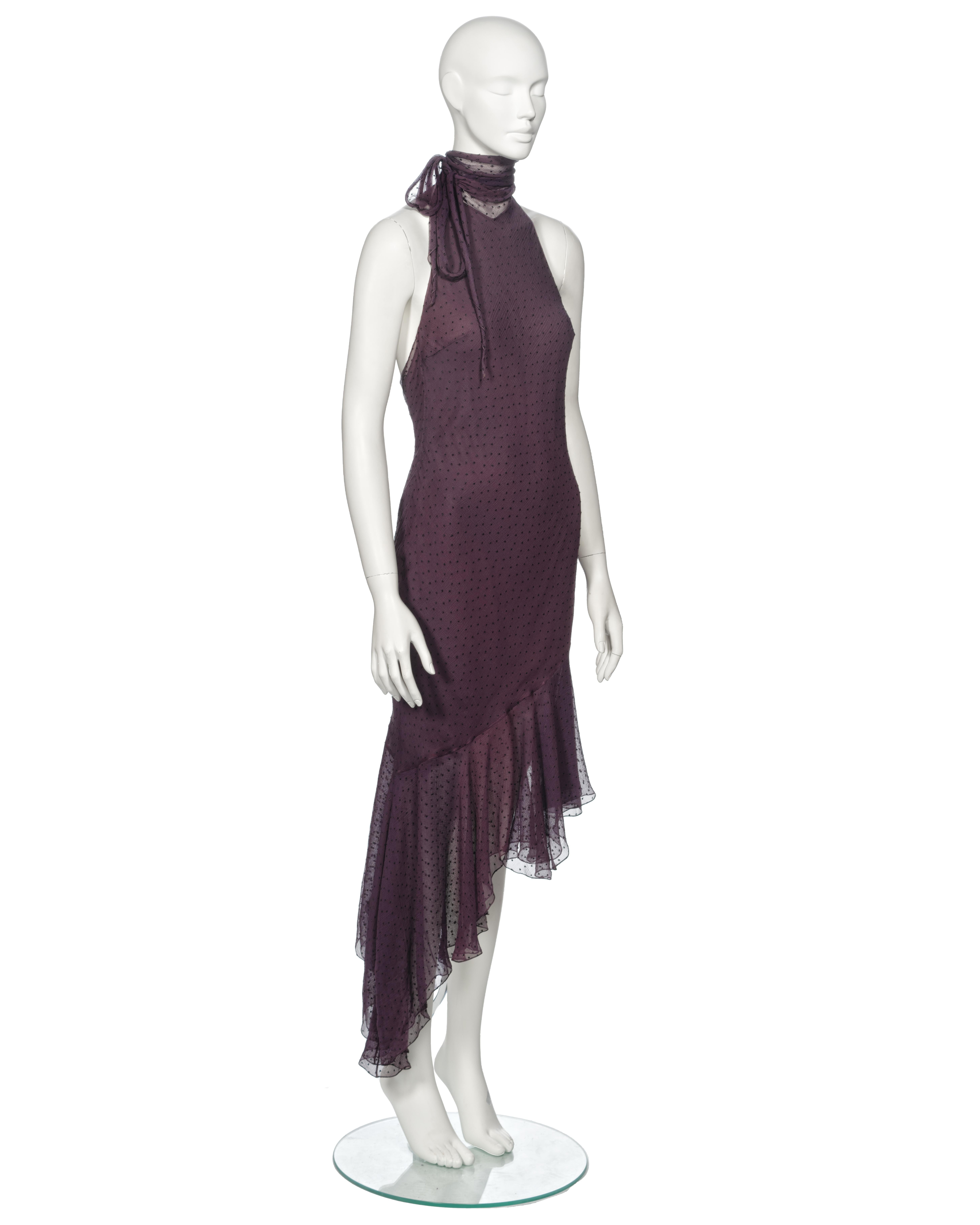 Christian Dior by John Galliano Purple Silk Jacquard Cocktail Dress, fw 2000 In Good Condition For Sale In London, GB