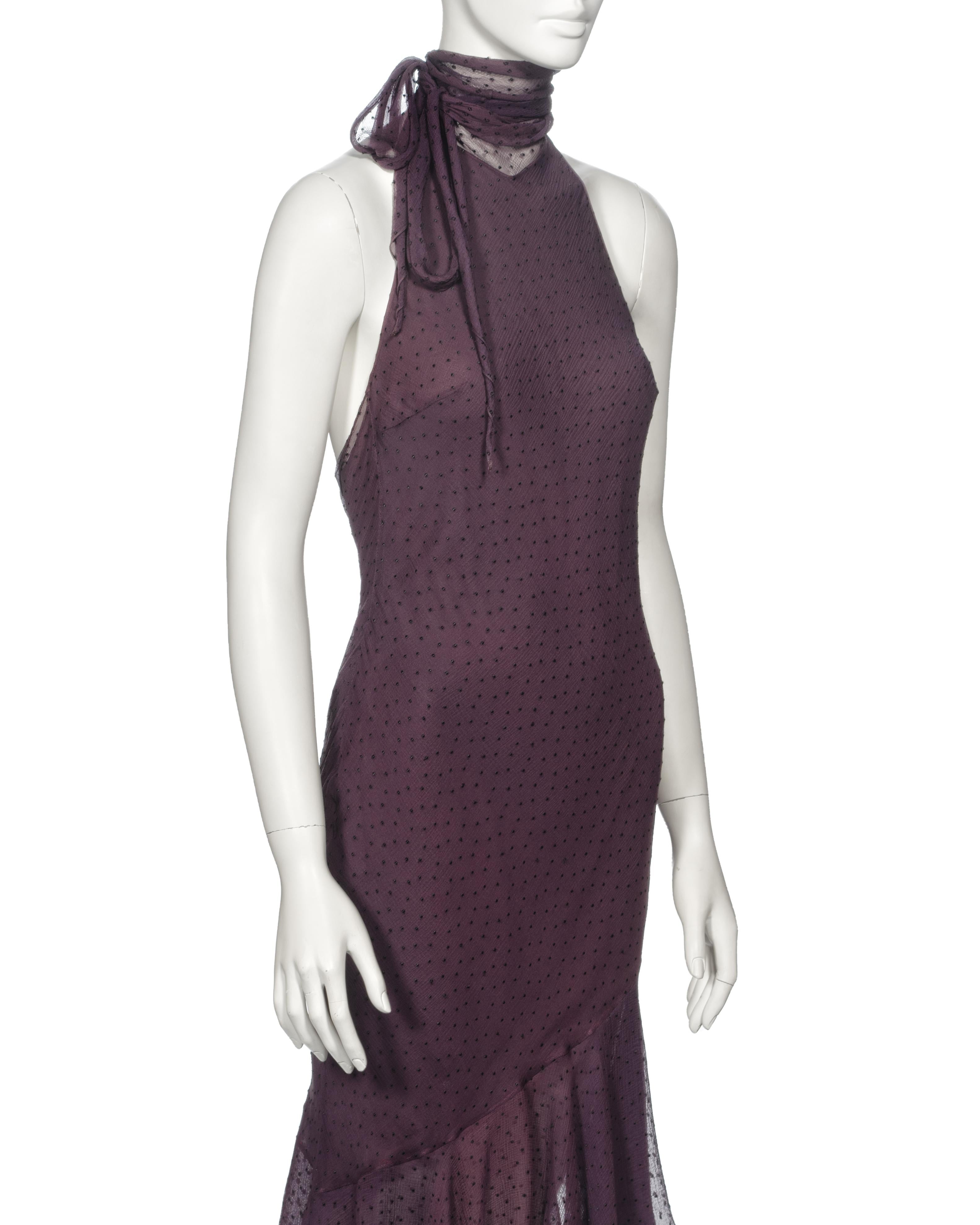 Women's Christian Dior by John Galliano Purple Silk Jacquard Cocktail Dress, fw 2000