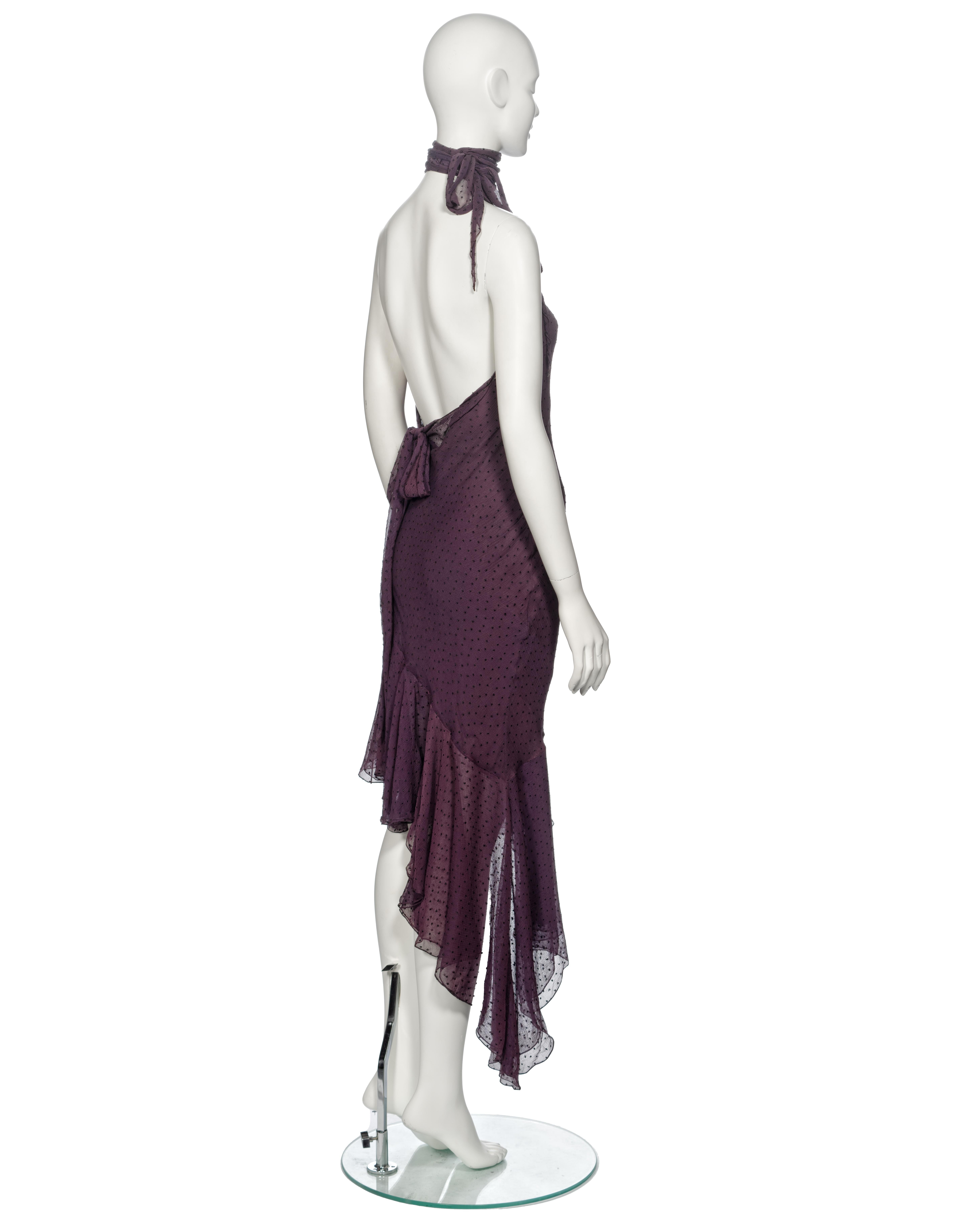 Christian Dior by John Galliano Purple Silk Jacquard Cocktail Dress, fw 2000 For Sale 3