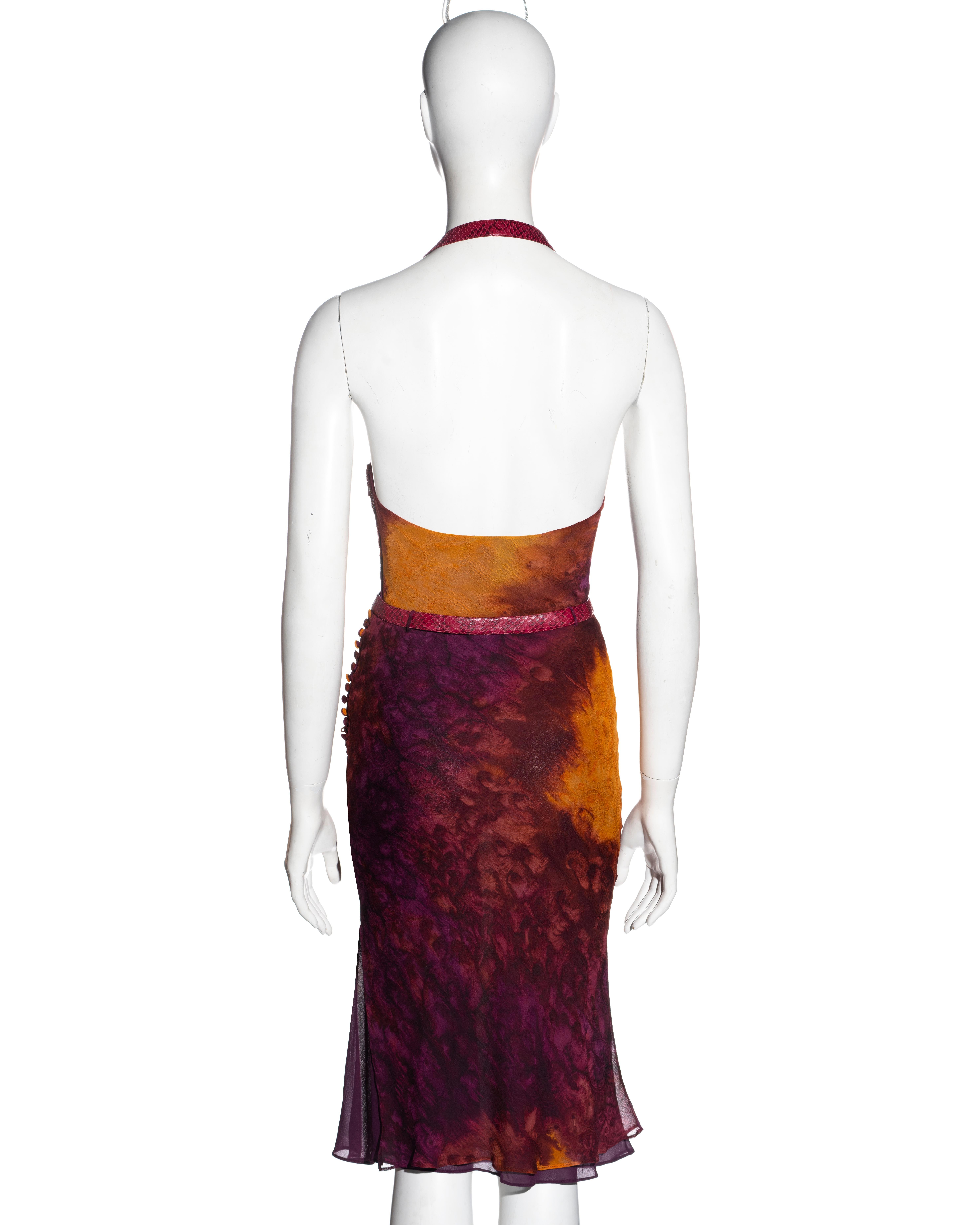 Christian Dior by John Galliano purple tie-dye silk top and skirt set, ss 2001 For Sale 4
