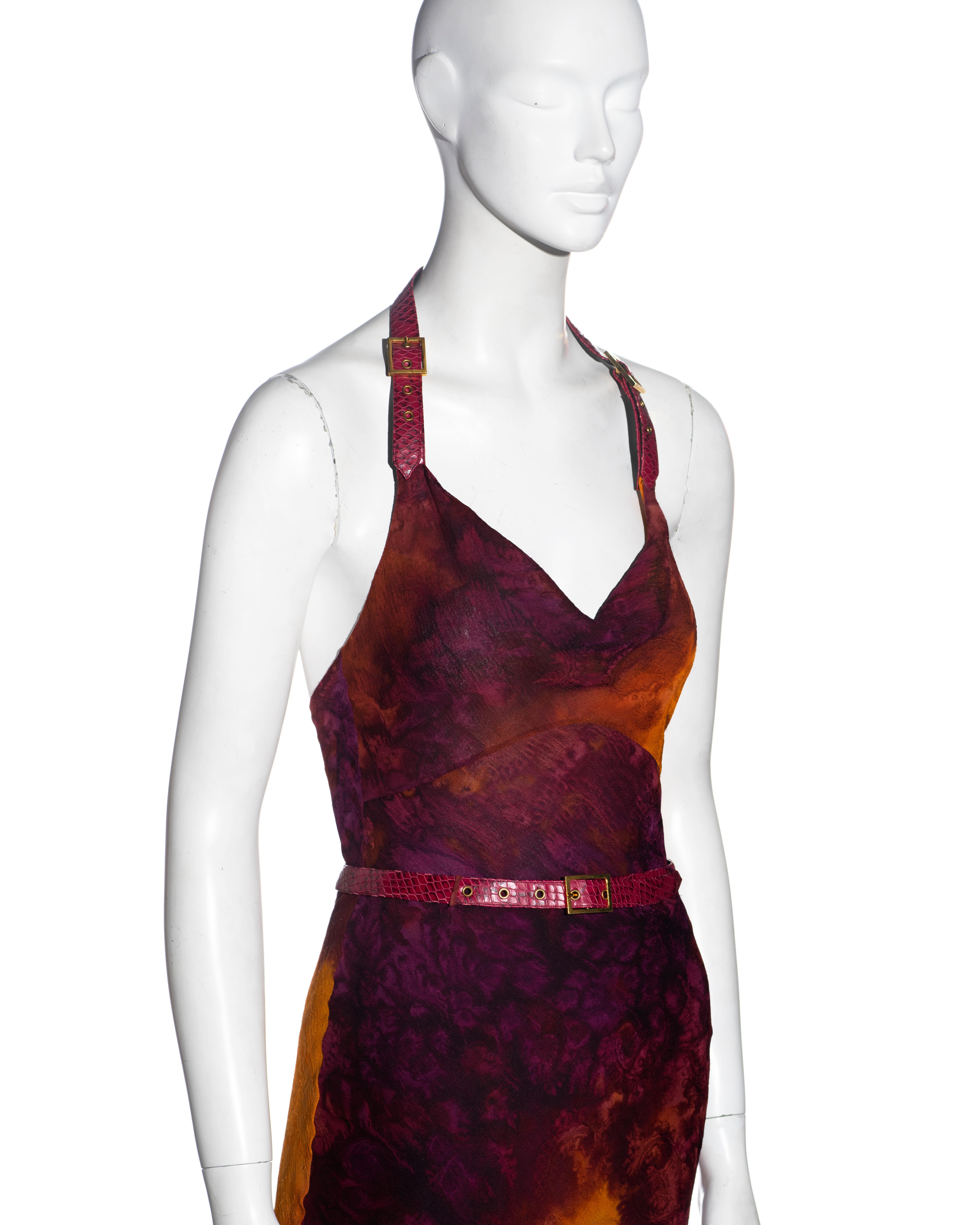 Christian Dior by John Galliano purple tie-dye silk top and skirt set, ss 2001 For Sale 1