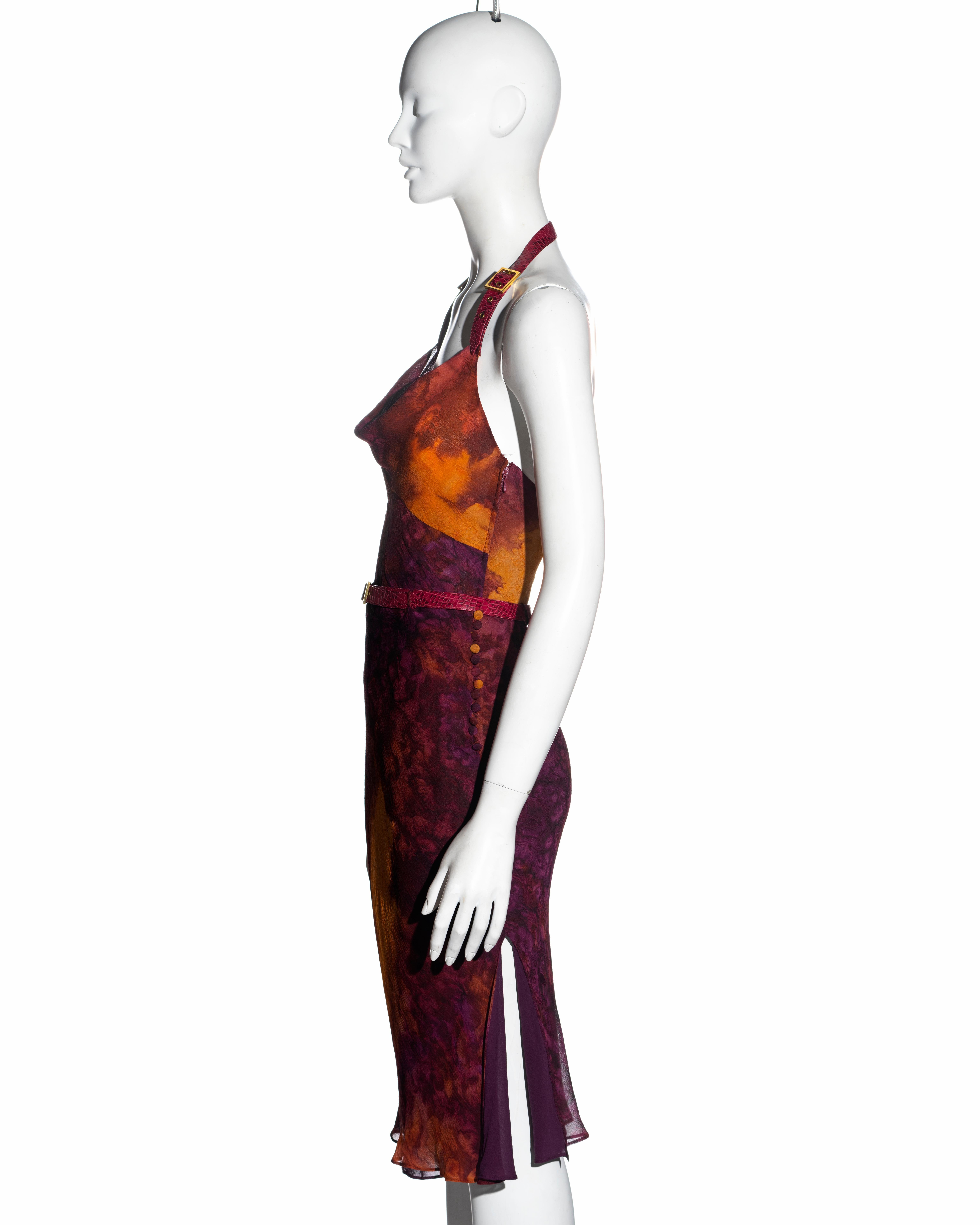 Christian Dior by John Galliano purple tie-dye silk top and skirt set, ss 2001 For Sale 2