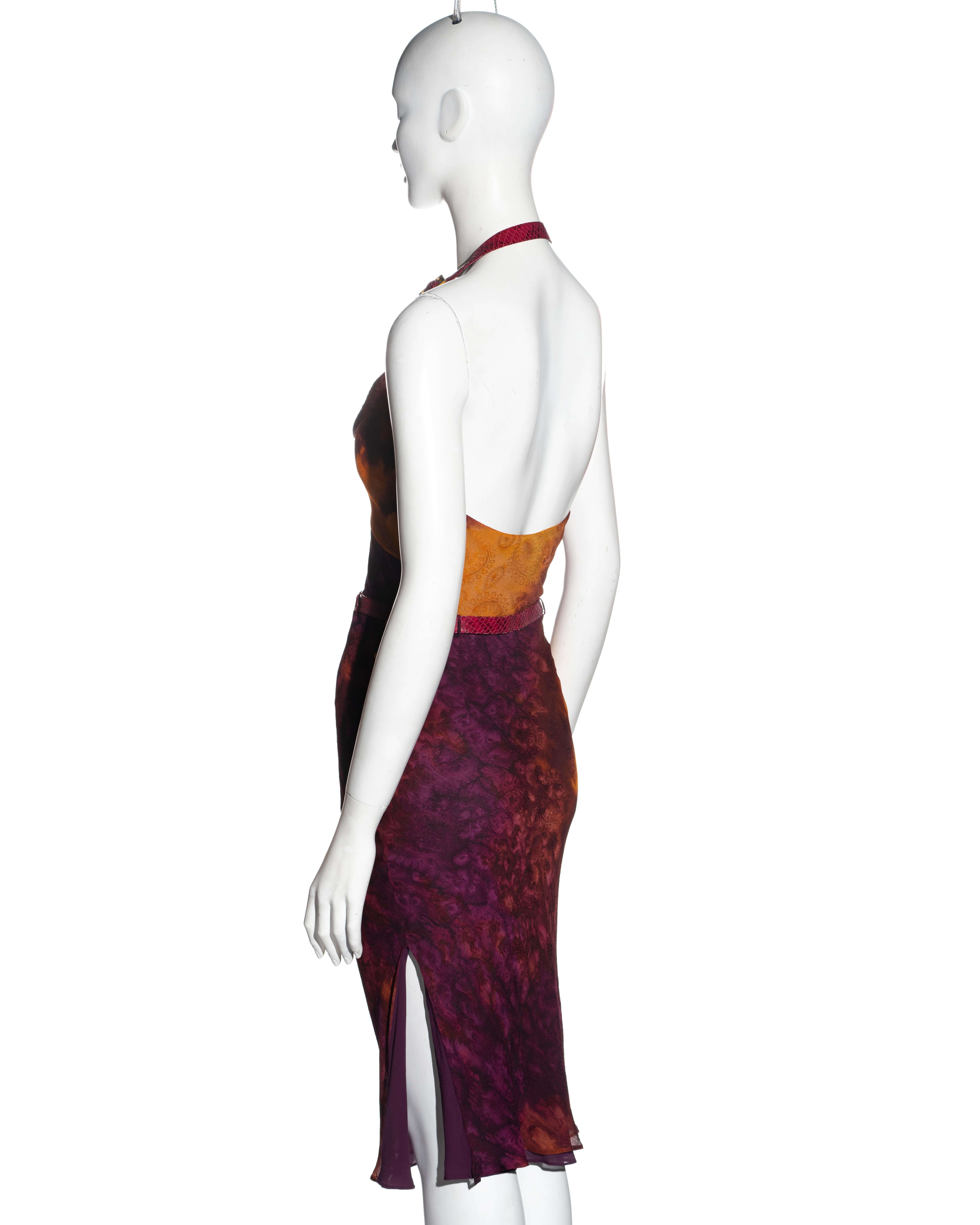 Christian Dior by John Galliano purple tie-dye silk top and skirt set, ss 2001 For Sale 3