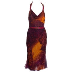 Christian Dior by John Galliano purple tie-dye silk top and skirt set, ss 2001