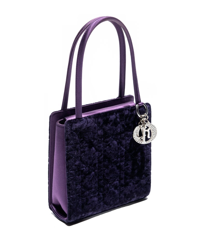 Dior Vintage Floral and Fish Purple Satin Saddle Bag (2003) at 1stDibs