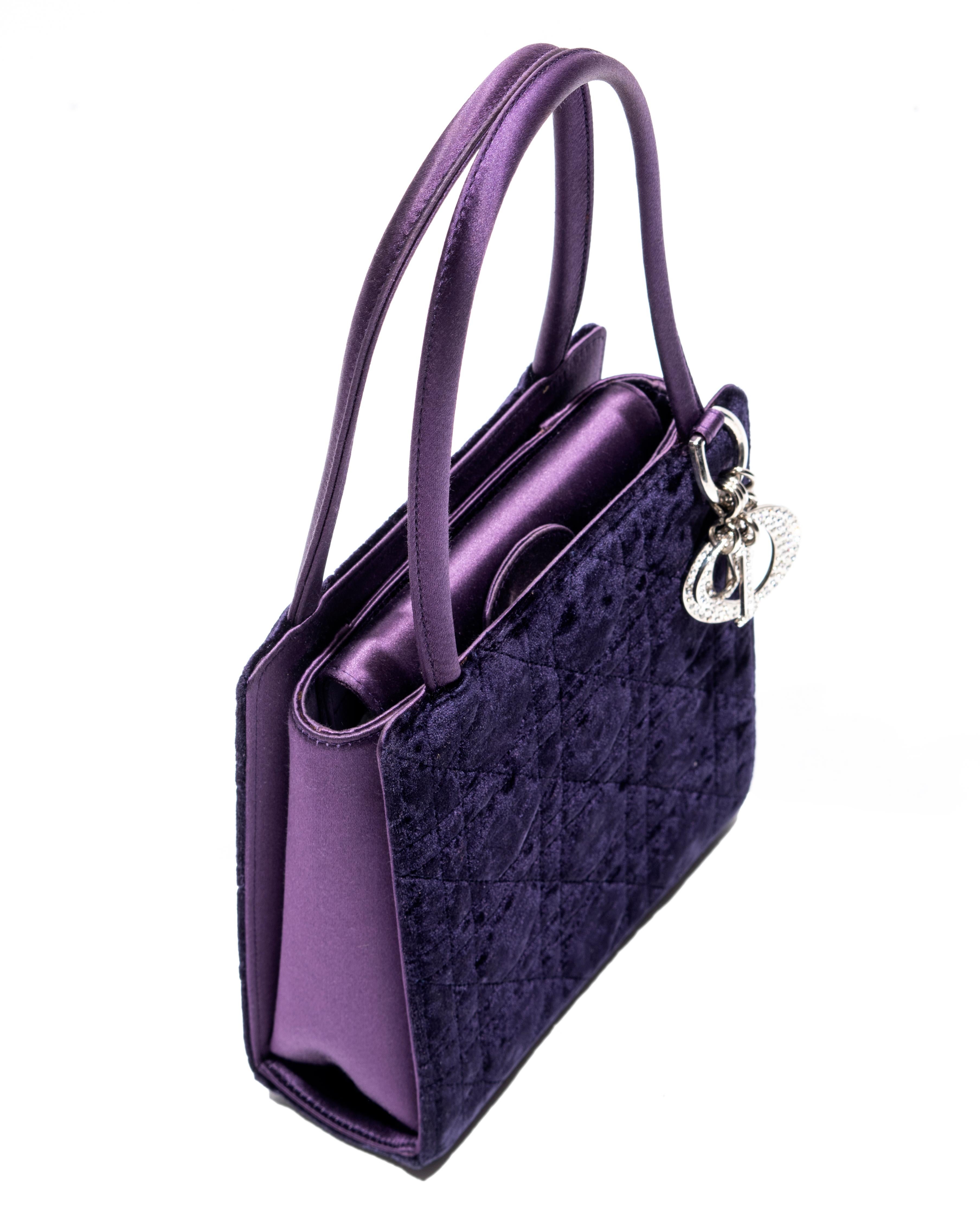 Black Christian Dior by John Galliano purple velvet and crystal mini bag, c. 1998 For Sale