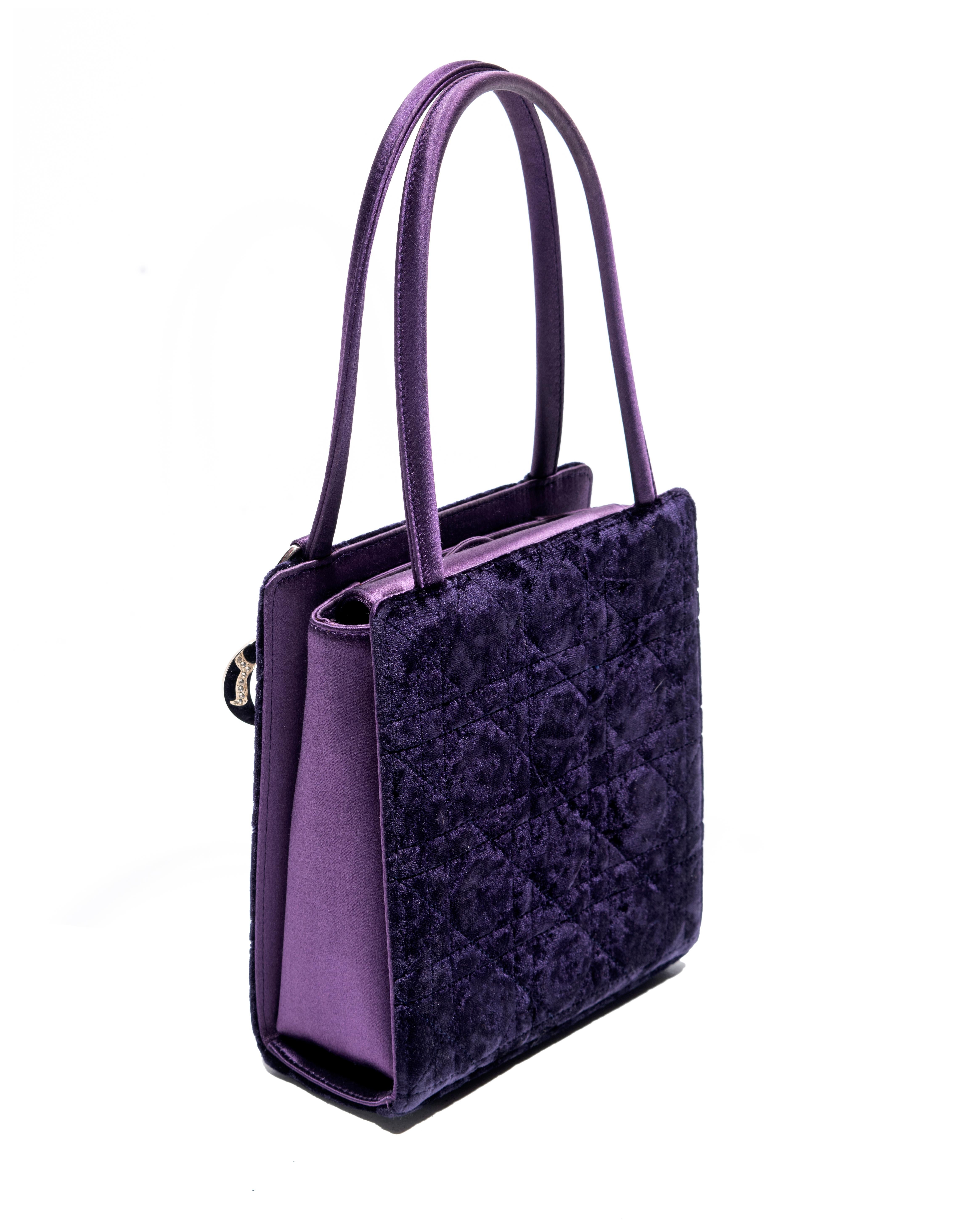 Christian Dior by John Galliano purple velvet and crystal mini bag, c. 1998 In Excellent Condition For Sale In London, GB