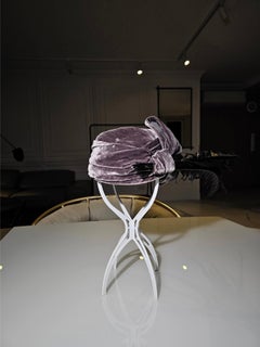 Christian Dior by John Galliano purple velvet pill box hat with feathers !