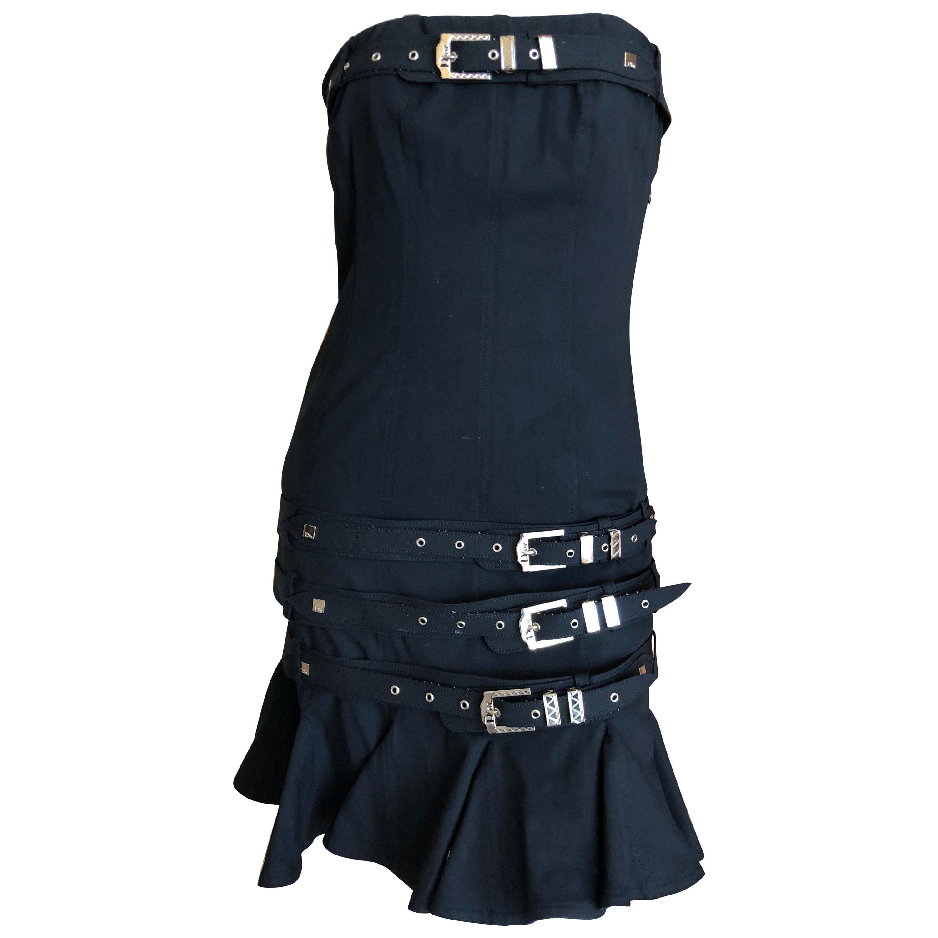  Christian Dior by John Galliano "Raj Rude Boy" Collection Black Buckle Dress For Sale