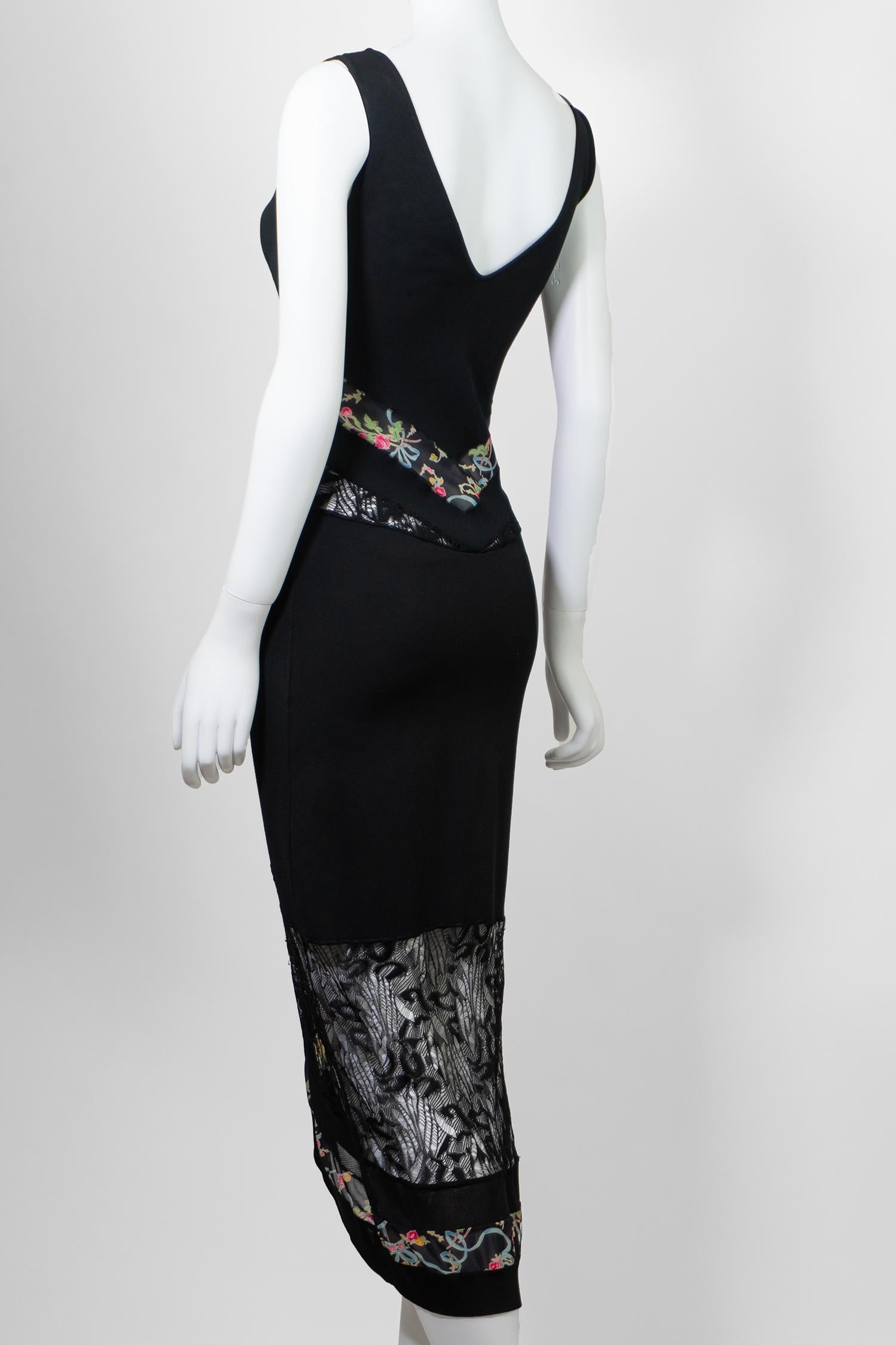 Donna Christian Galliano for Christian Dior Rare Primavera Estate 2004 Vestito floreale e in pizzo in vendita
