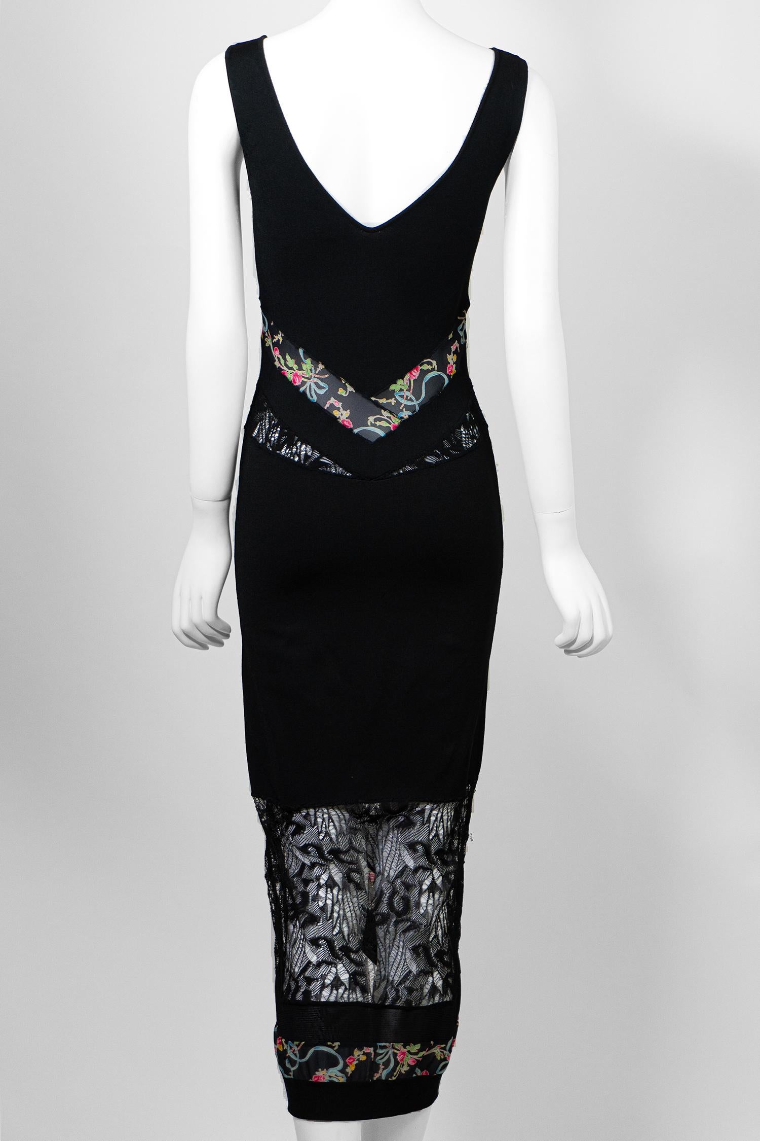 Christian Galliano for Christian Dior Rare Primavera Estate 2004 Vestito floreale e in pizzo in vendita 1