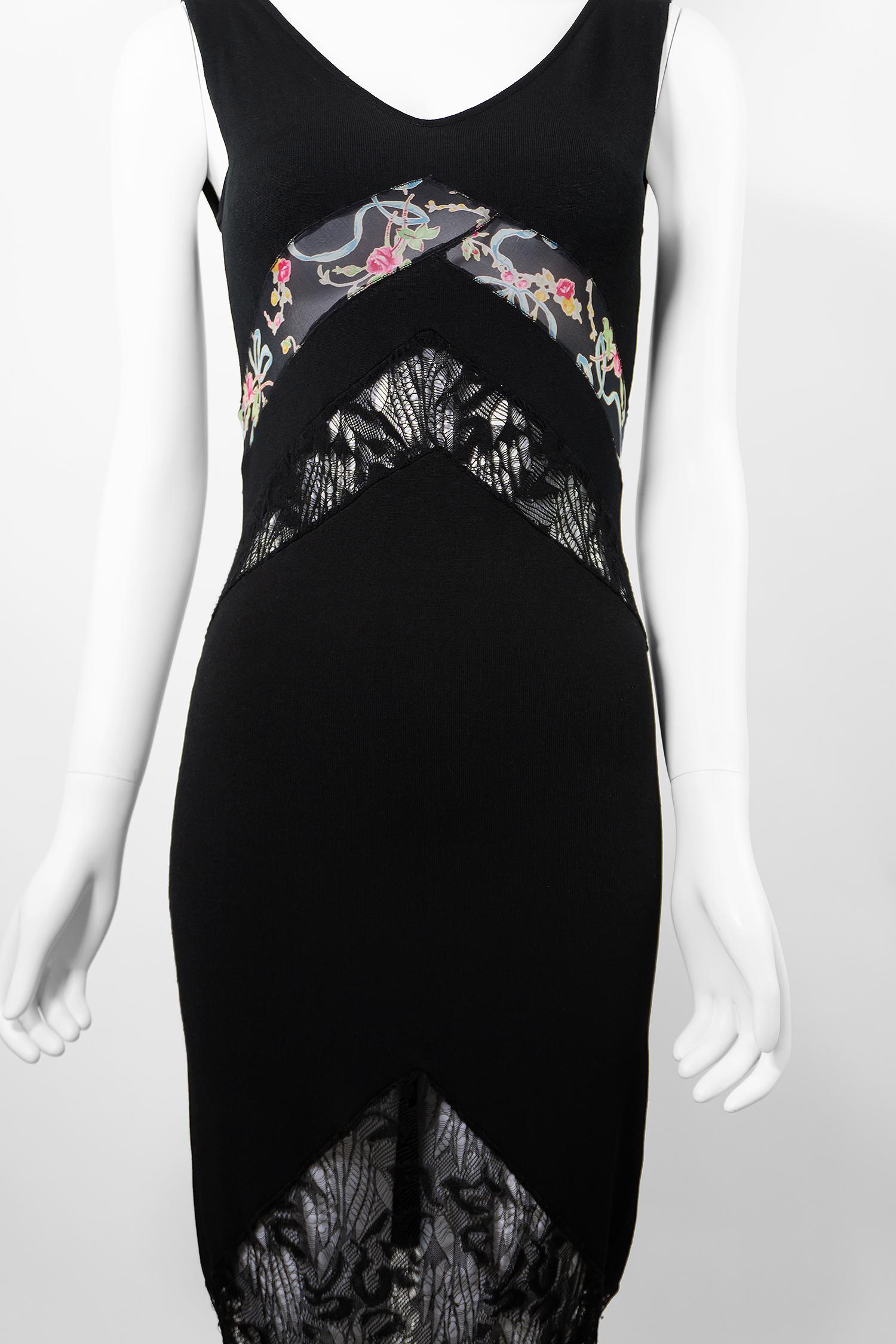 Christian Galliano for Christian Dior Rare Primavera Estate 2004 Vestito floreale e in pizzo in vendita 2