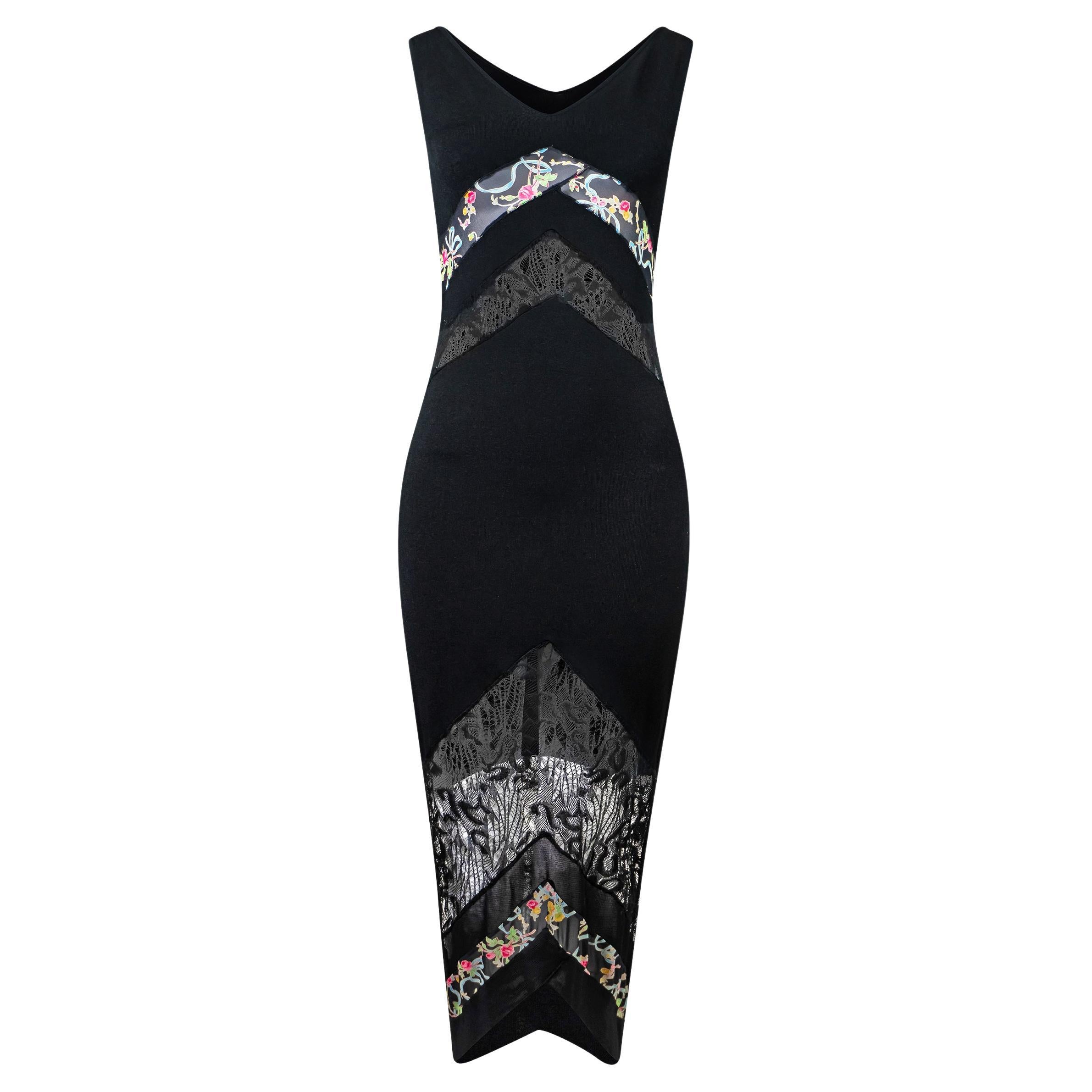Christian Galliano for Christian Dior Rare Primavera Estate 2004 Vestito floreale e in pizzo in vendita