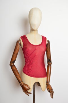 Christian Dior for John Galliano Himbeerrotes Rouchèd-Strick-Top - Weste