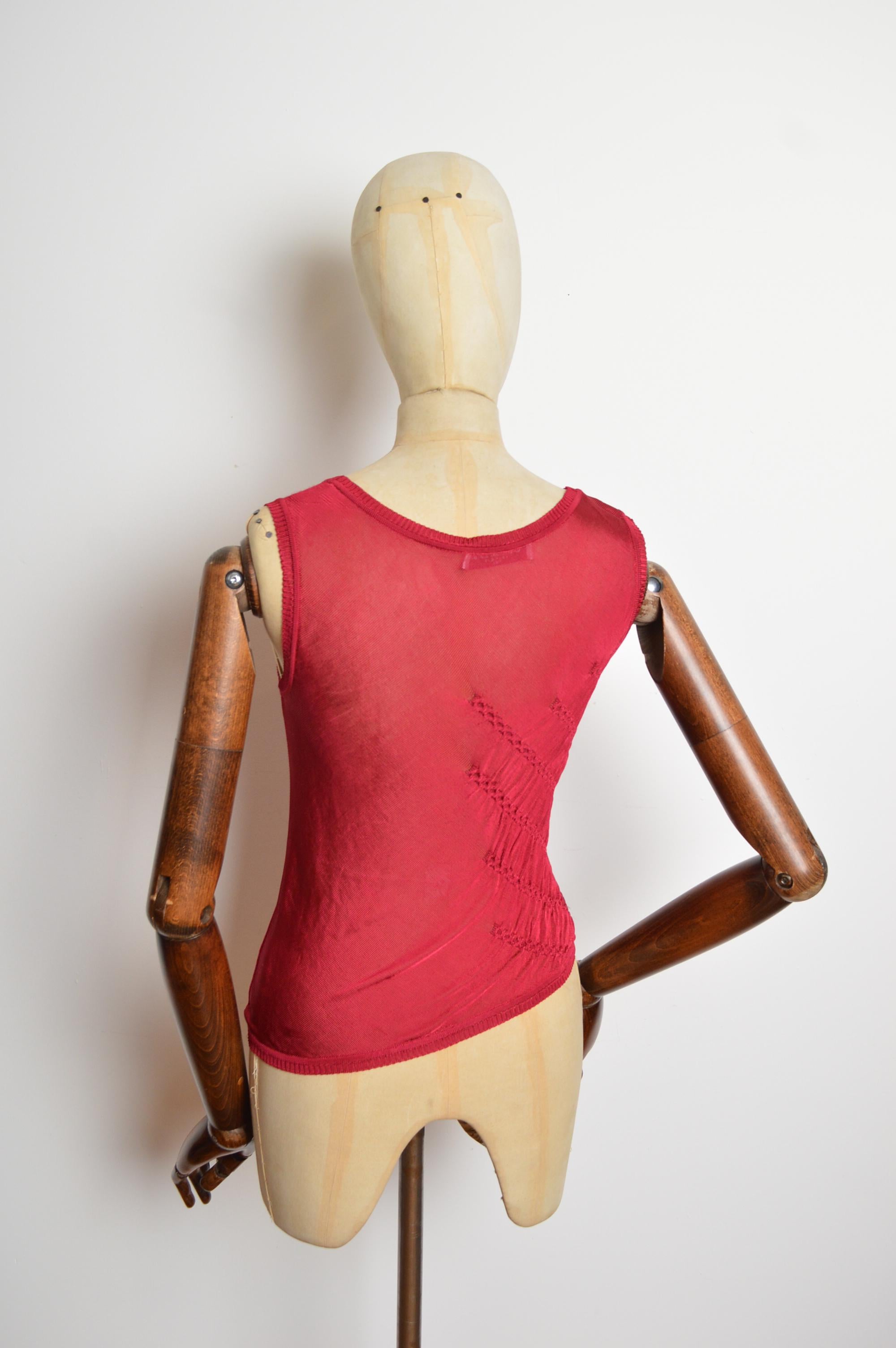 Christian Dior by John Galliano Raspberry Red Rouchèd Knit Tank Top - Vest en vente 2