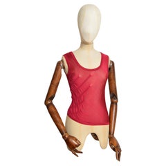 Christian Dior by John Galliano Camiseta de Tirantes de Punto Rouchèd Rojo Frambuesa - Chaleco