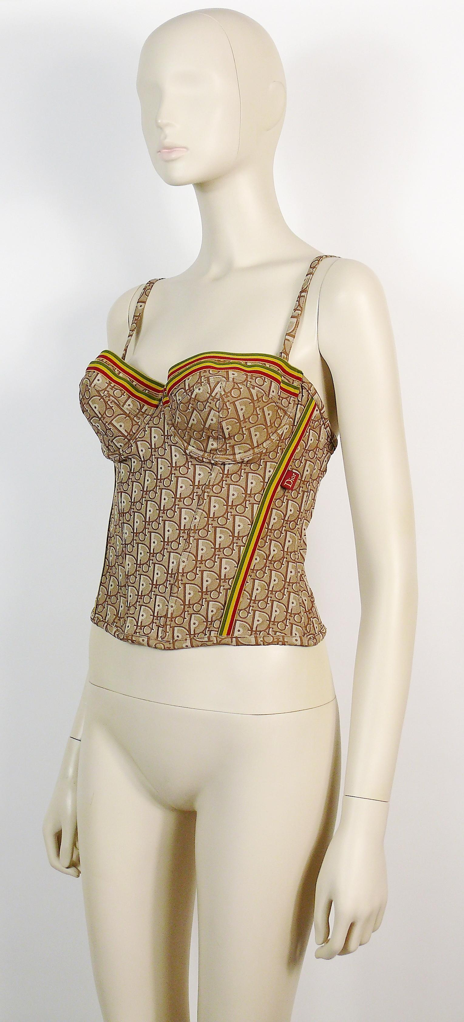 Christian Dior Rasta Monogram Bustier Top US Size 36C In Good Condition In Nice, FR