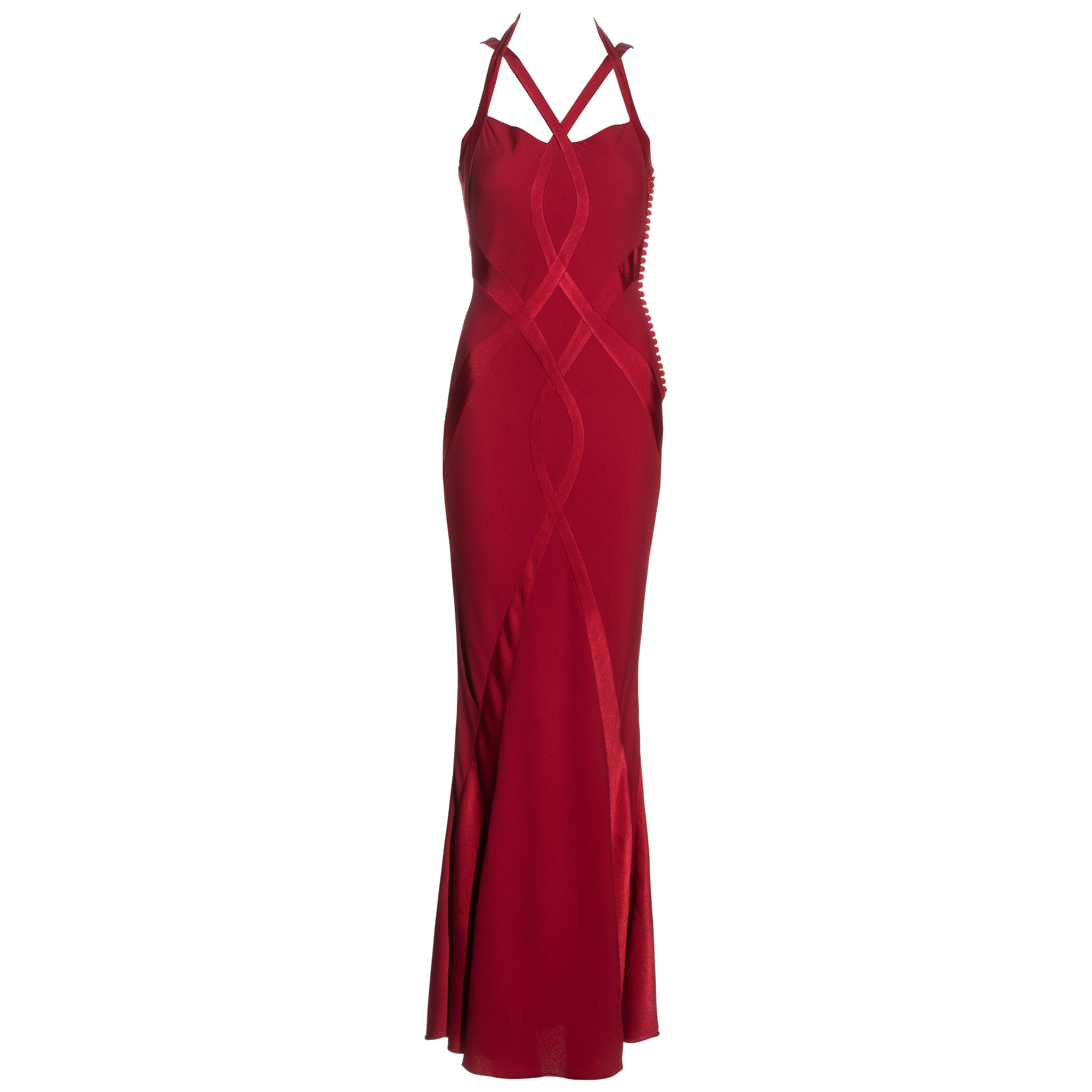 Christian Dior by John Galliano red bias-cut evening dress, fw 2004 For Sale