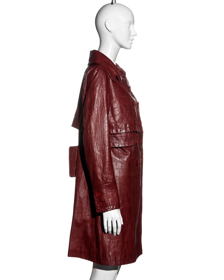 Christian Dior by John Galliano red croc-embossed lambskin leather coat, fw 2005 For Sale 7