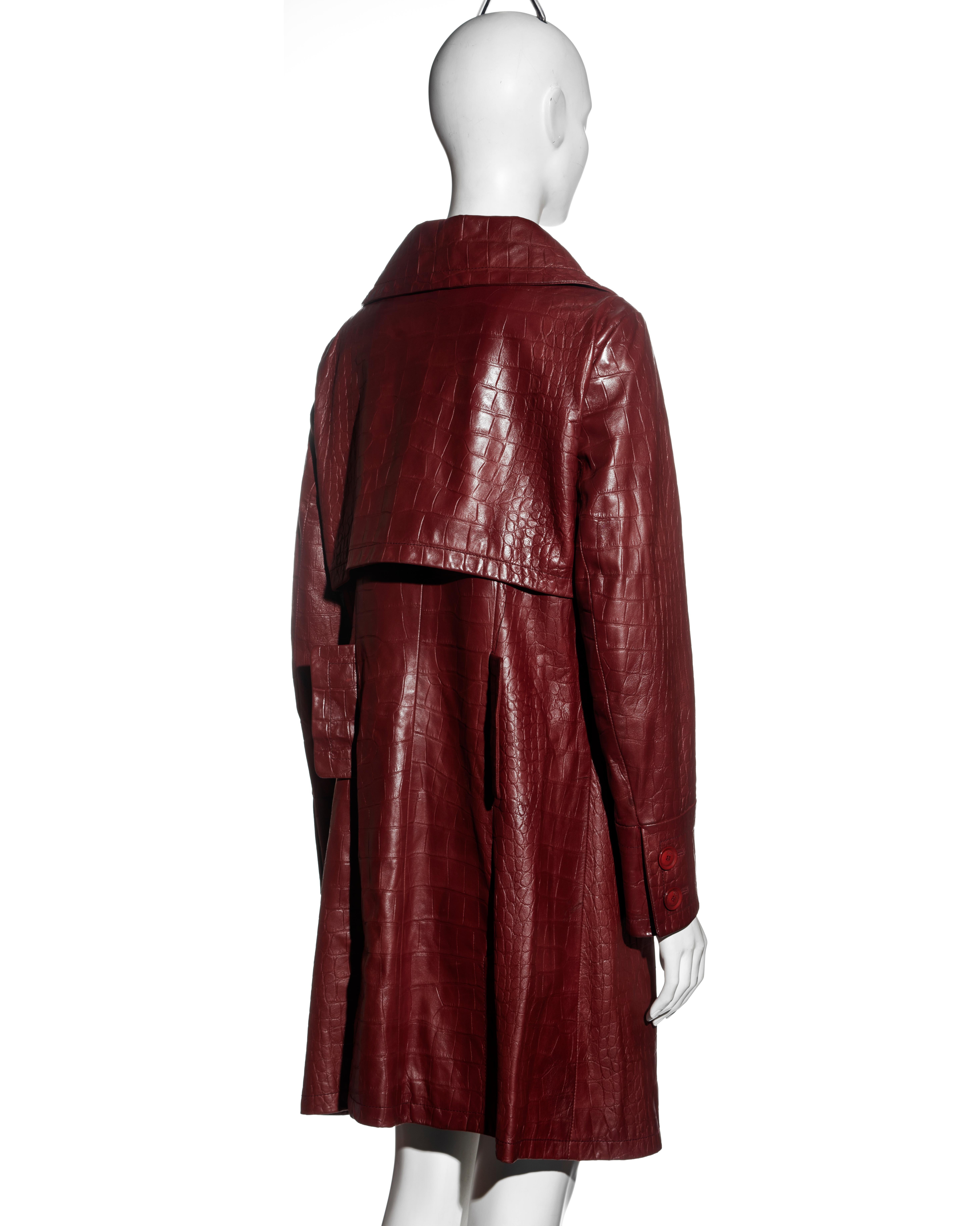 Christian Dior by John Galliano red croc-embossed lambskin leather coat, fw 2005 For Sale 5