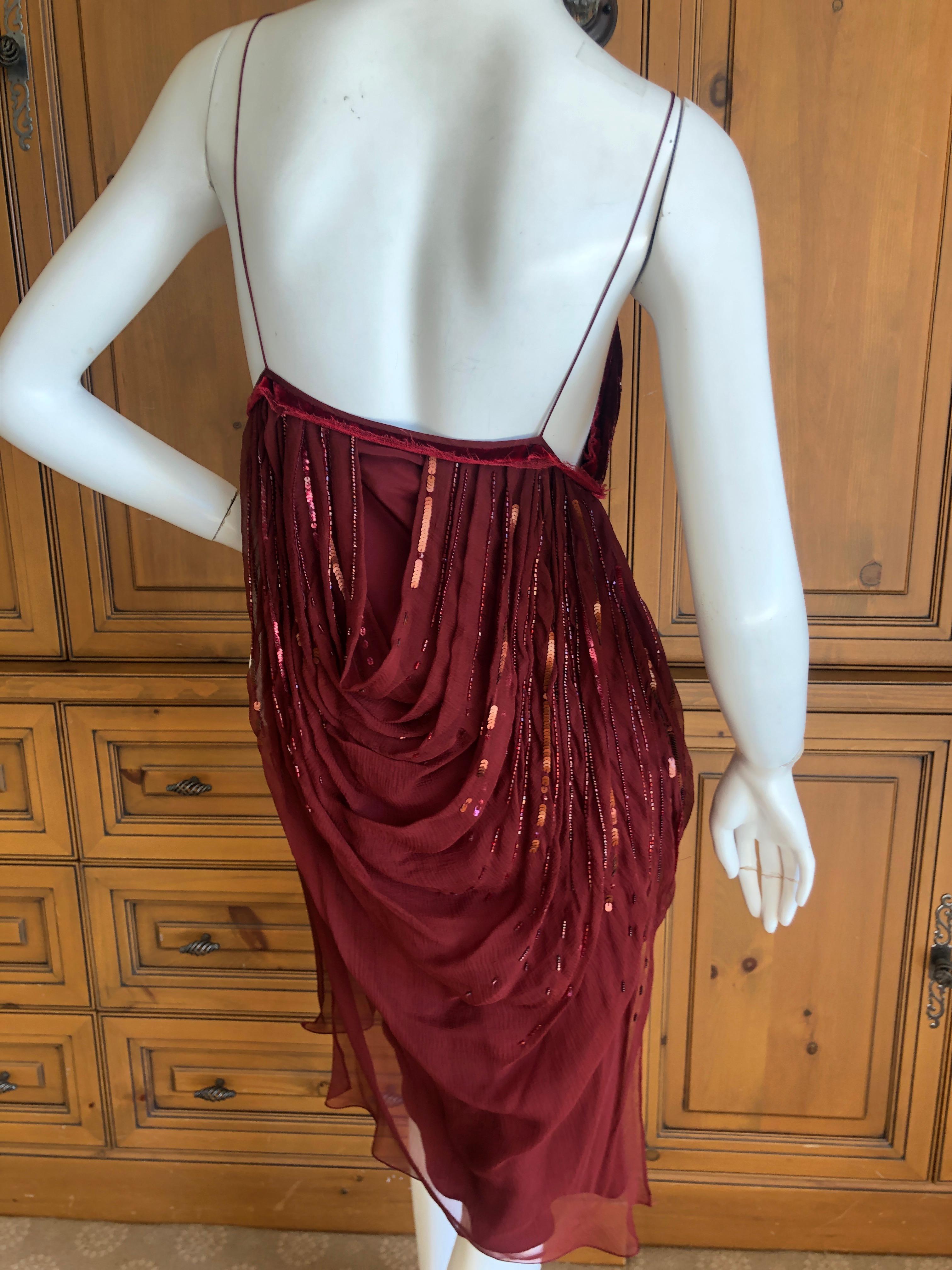 Christian Dior by John Galliano Red Draped Cocktail Dress with Lesage Beadwork  For Sale 3