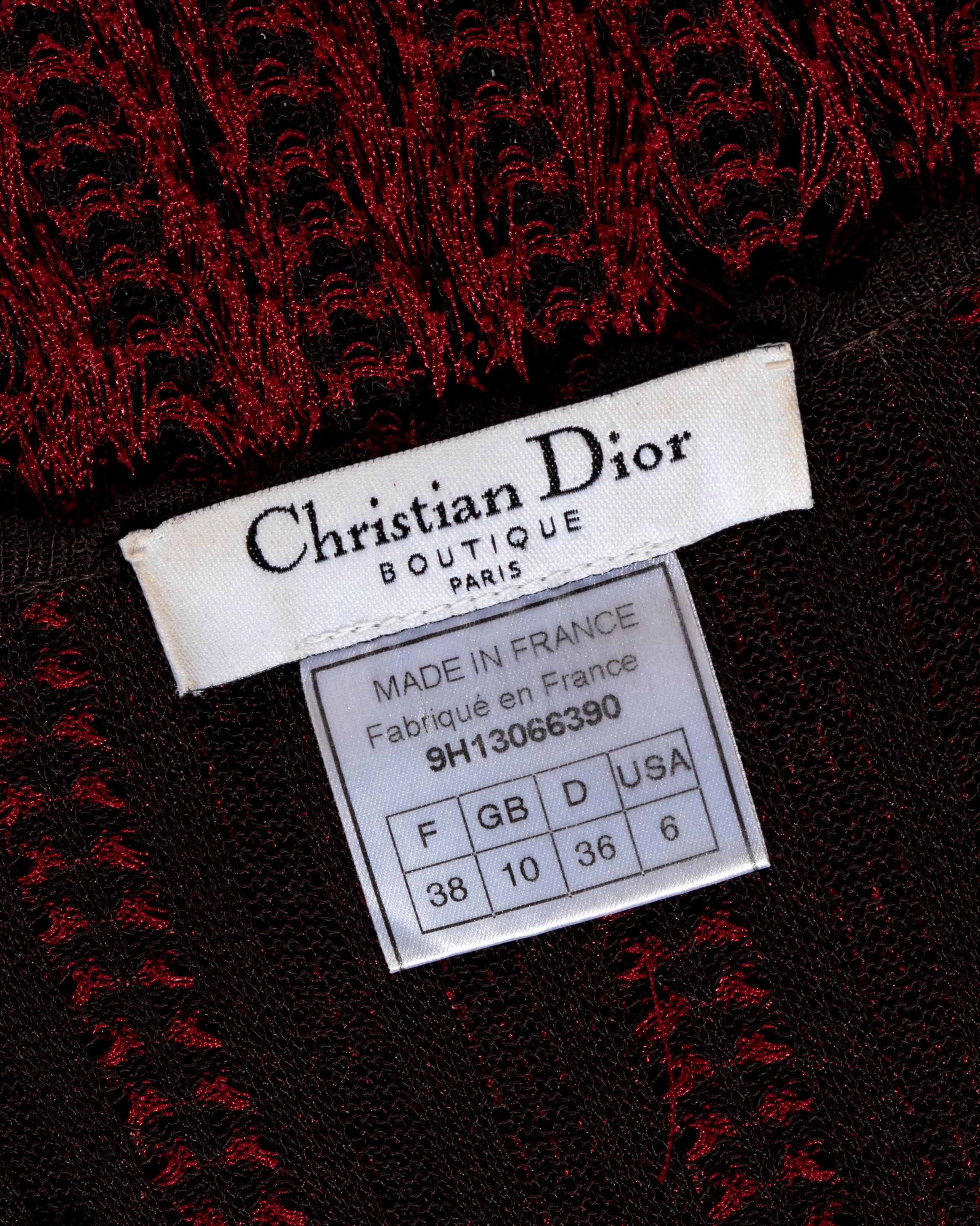 Christian Dior by John Galliano red floor-length dress and fur snood, fw 1999 For Sale 5