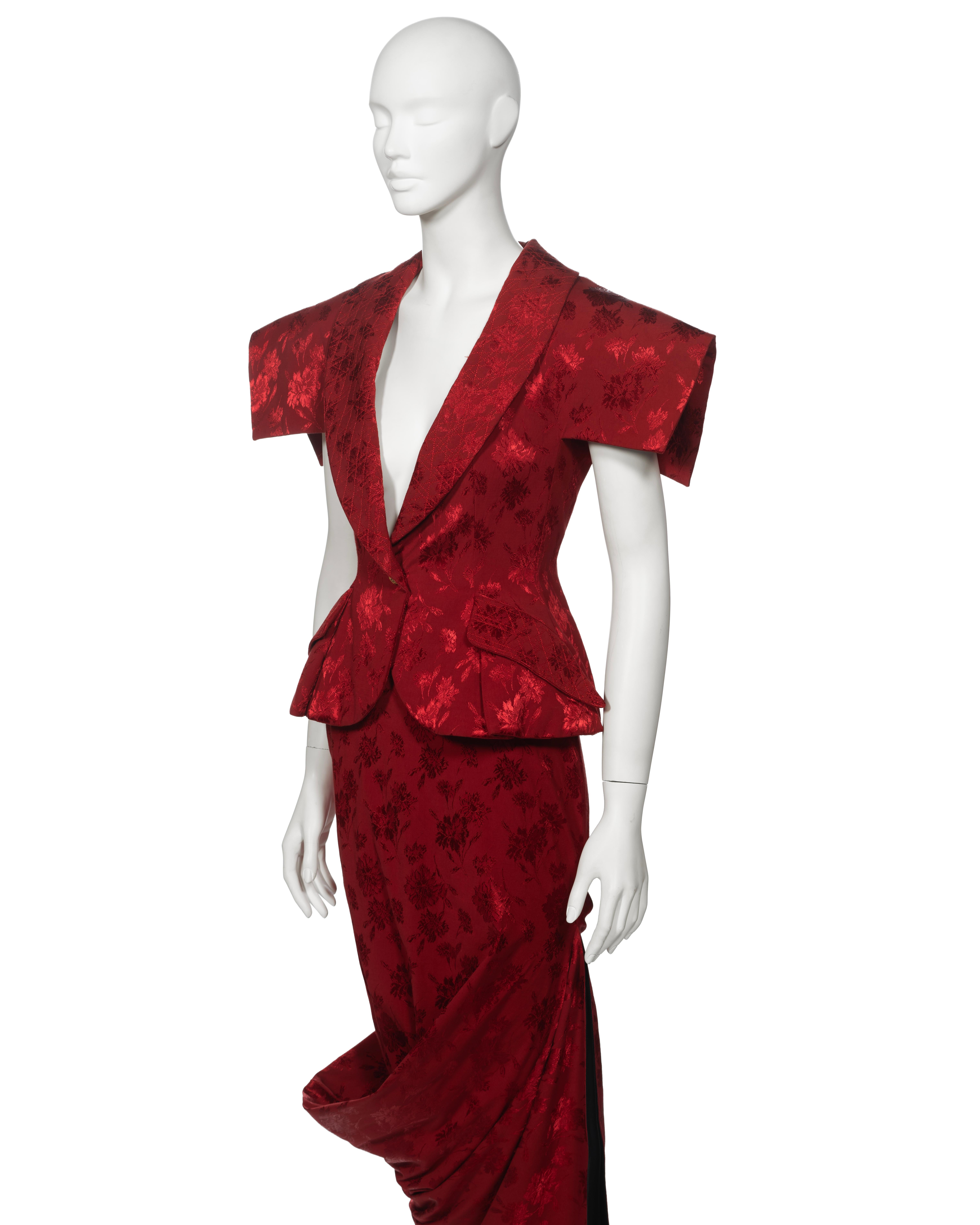 Christian Dior by John Galliano Red Floral Damask Evening Ensemble, fw 1997 6