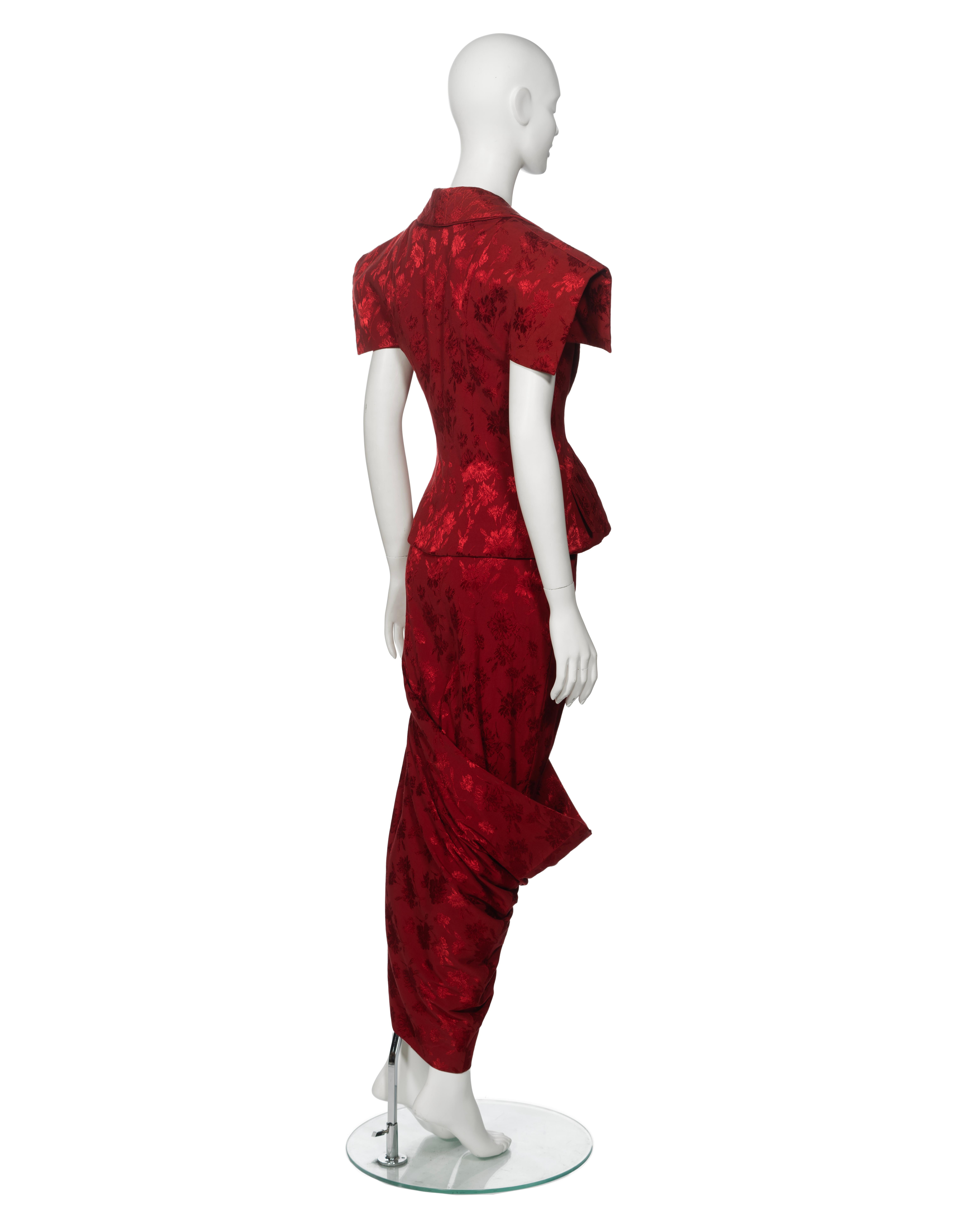 Christian Dior by John Galliano Red Floral Damask Evening Ensemble, fw 1997 7